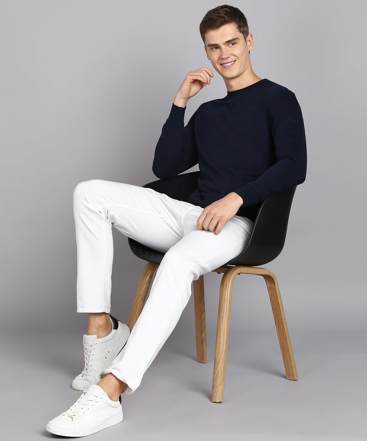 Alan Jones Clothing Men's Crew Neck Solid Pure Cotton Sweatshirt