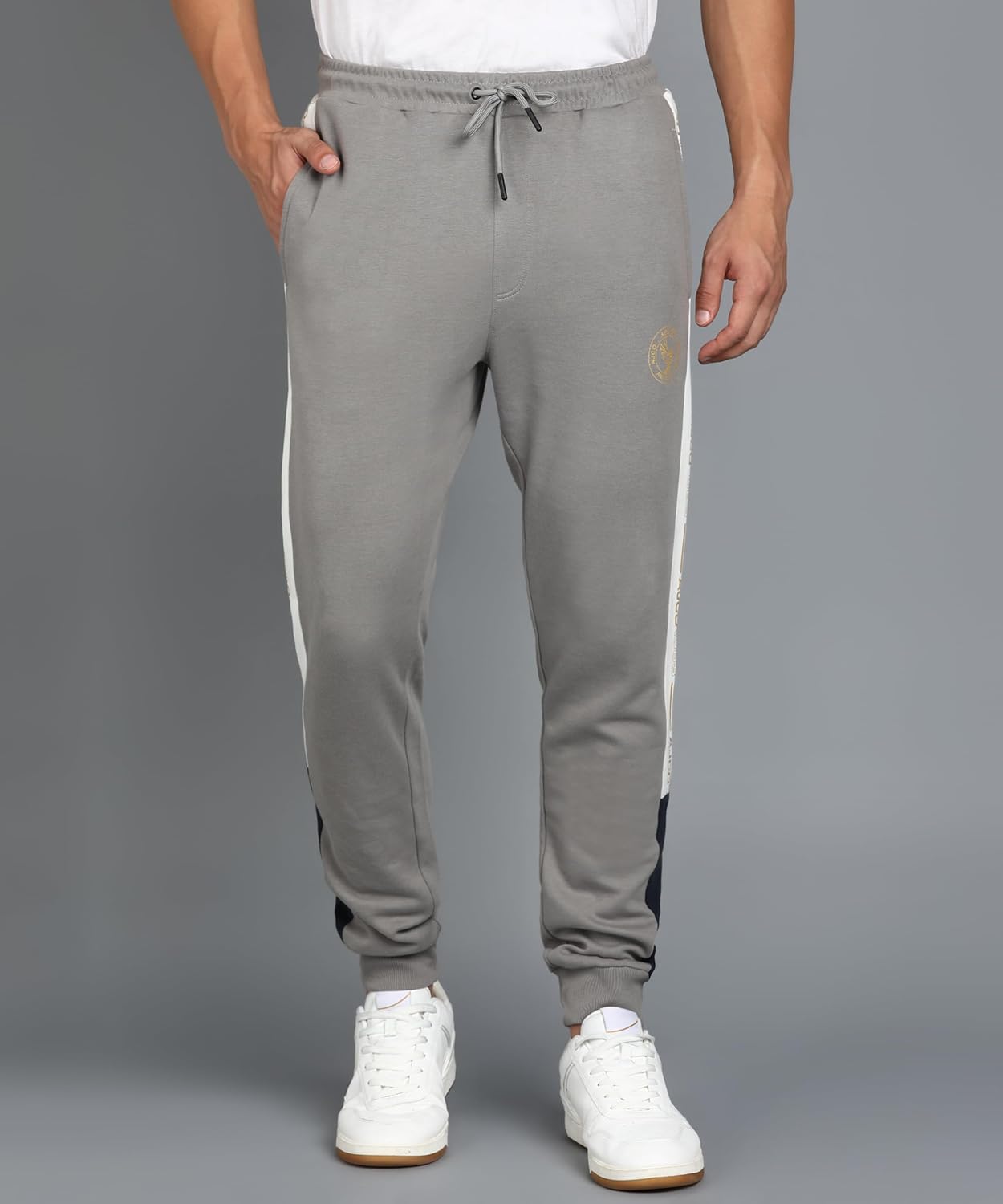 Alan Jones Clothing Men's Solid Joggers with Contrast Panel Joggers Track Pant-2
