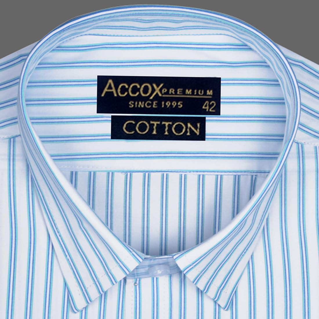 Accox Men's Cotton Striped Formal Shirt (B0CQTJ17LN)
