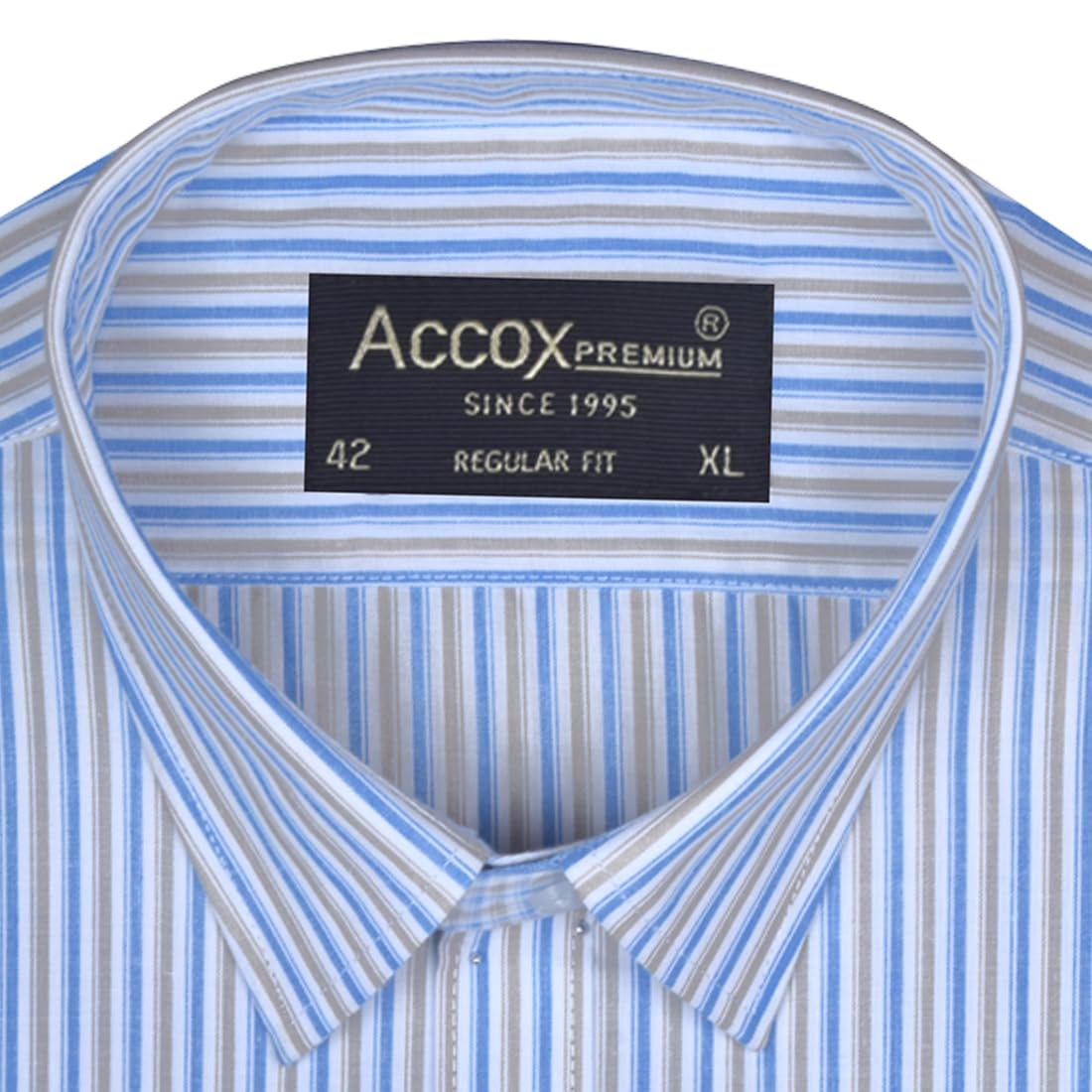 ACCOX Men's Breathable Cotton Half Sleeves Striped Regular Fit Formal Shirt for Men (O_GCR409)