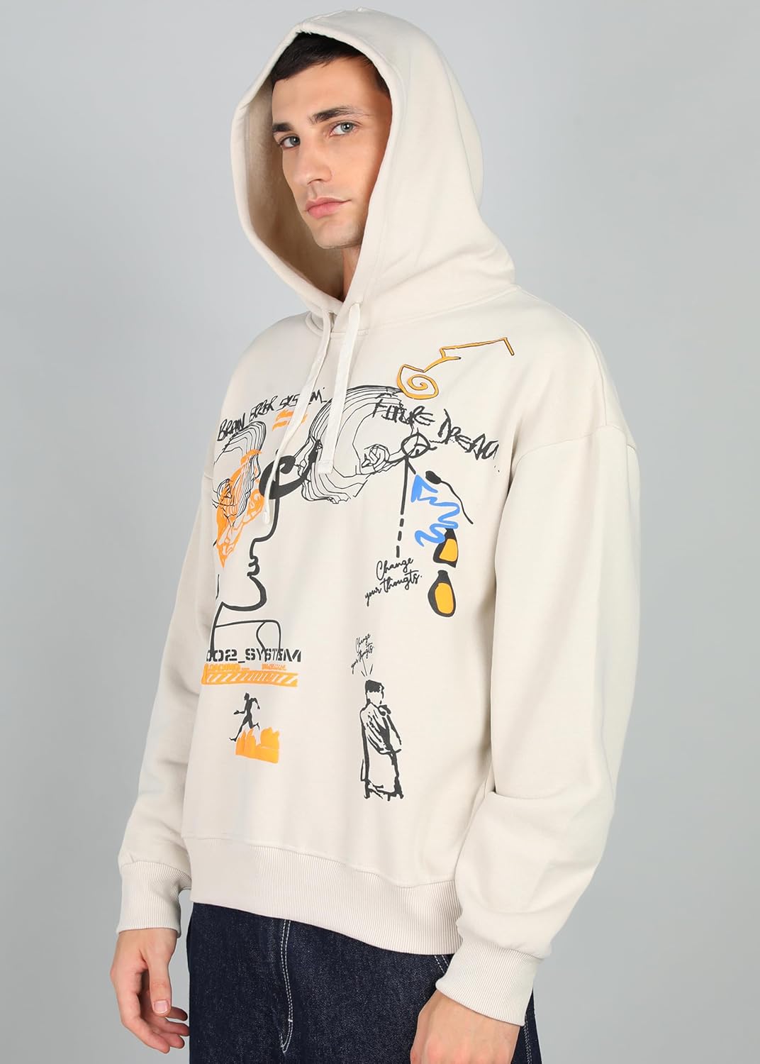 Alan Jones Clothing Cotton Blend Abstract Print Men's Oversize Hoodie