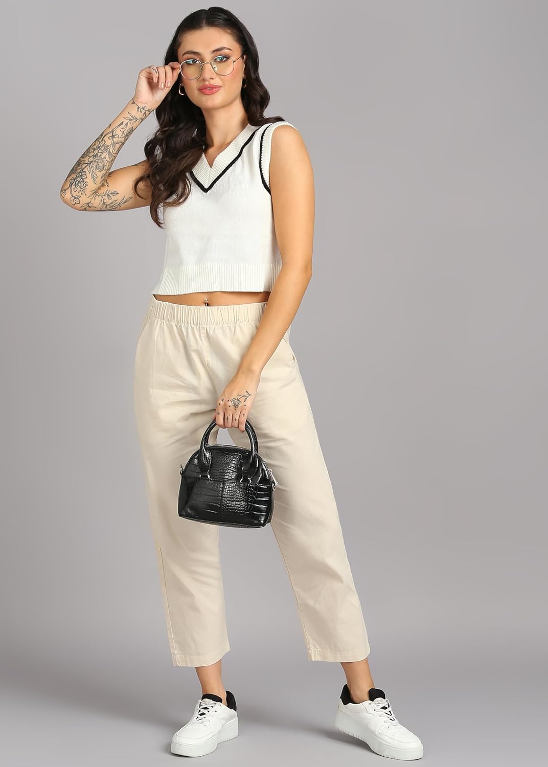 Alan Jones Clothing Women's Cotton Relaxed Ankle Pants