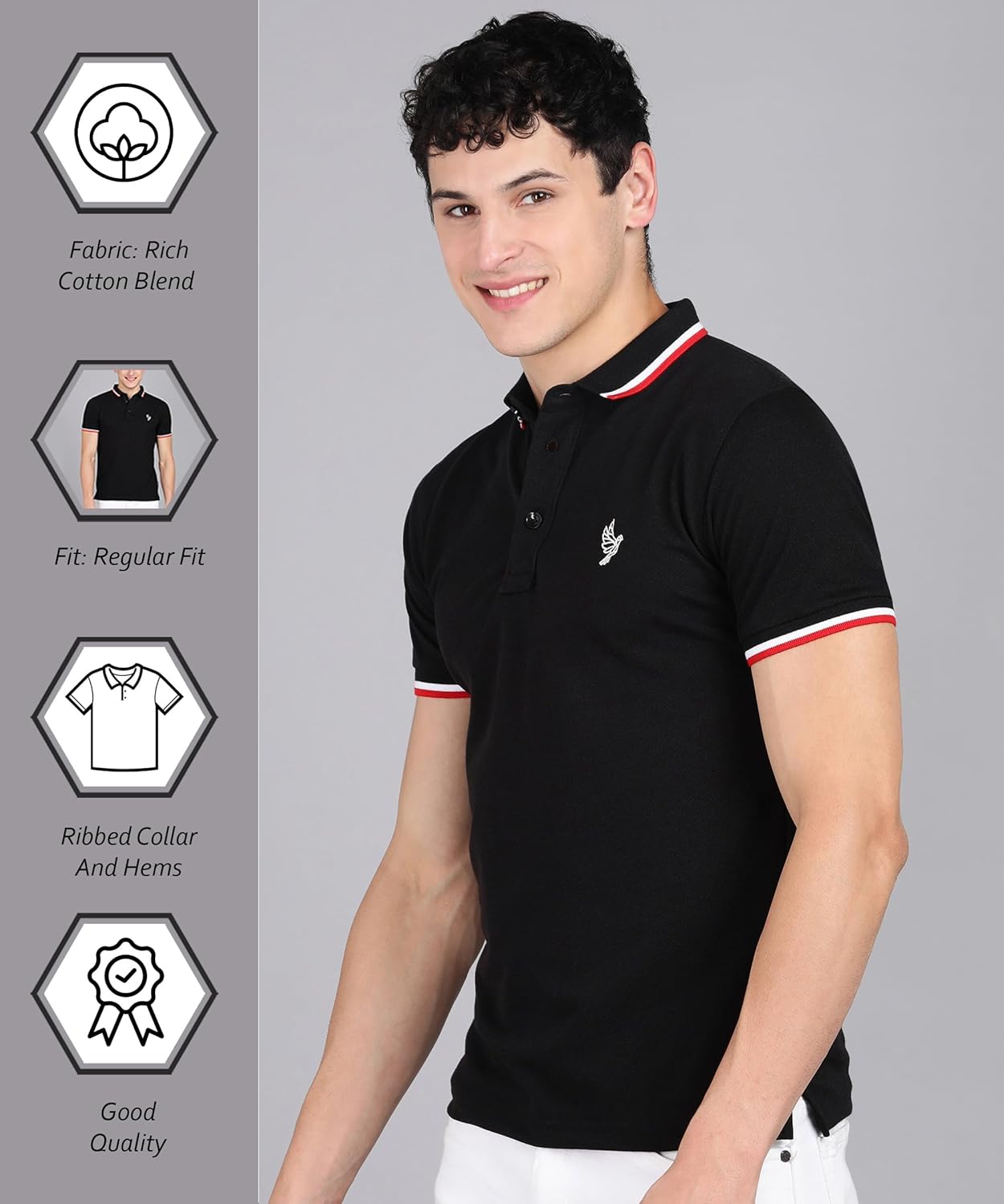 Alan Jones Clothing Men's Solid Slim Fit Polo T-Shirt-2