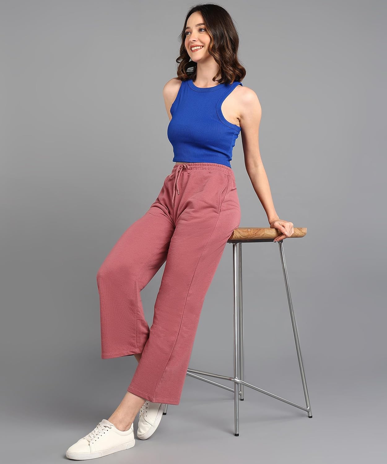 Alan Jones Clothing Solid Women's Relaxed Fit Wide Legs Track Pant