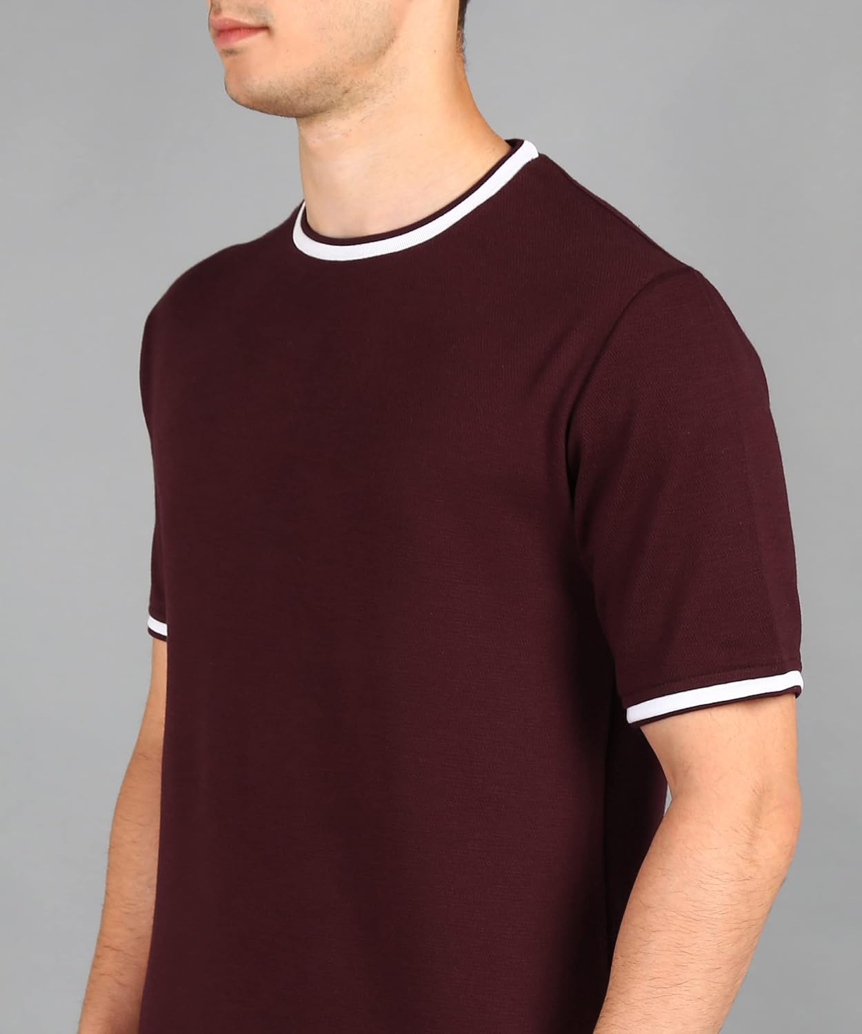 Alan Jones Clothing Men's Self Design Cotton Regular Fit T-Shirt-4