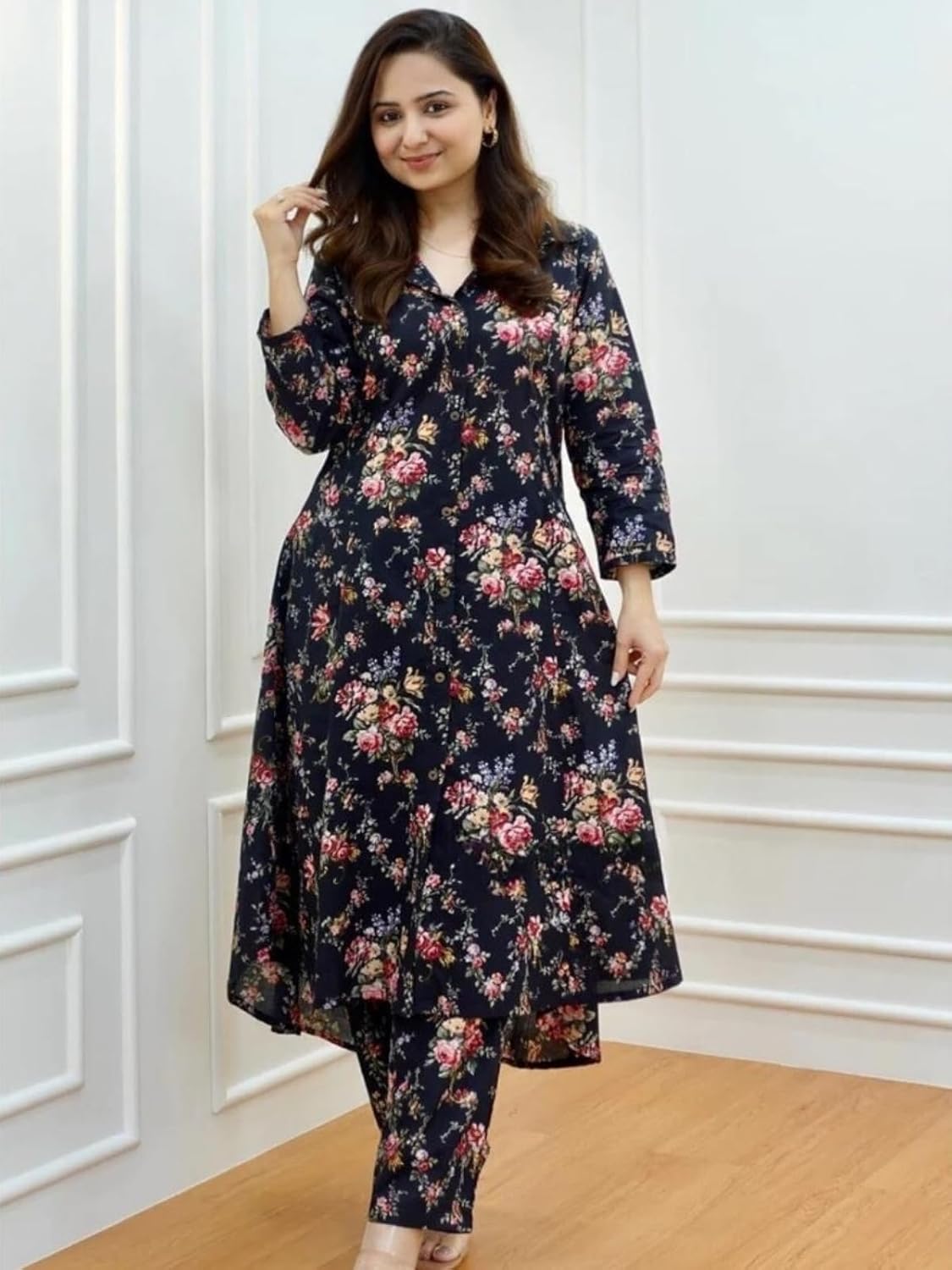 GRECIILOOKS Women's Cotton Blend Kurta Set