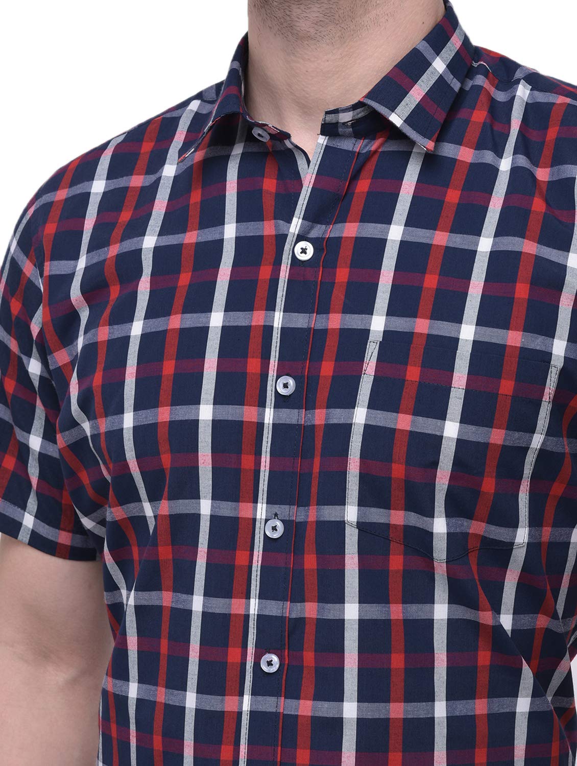 Accox Men's Cotton Checkered Formal Shirt (B07FQSJNRT)