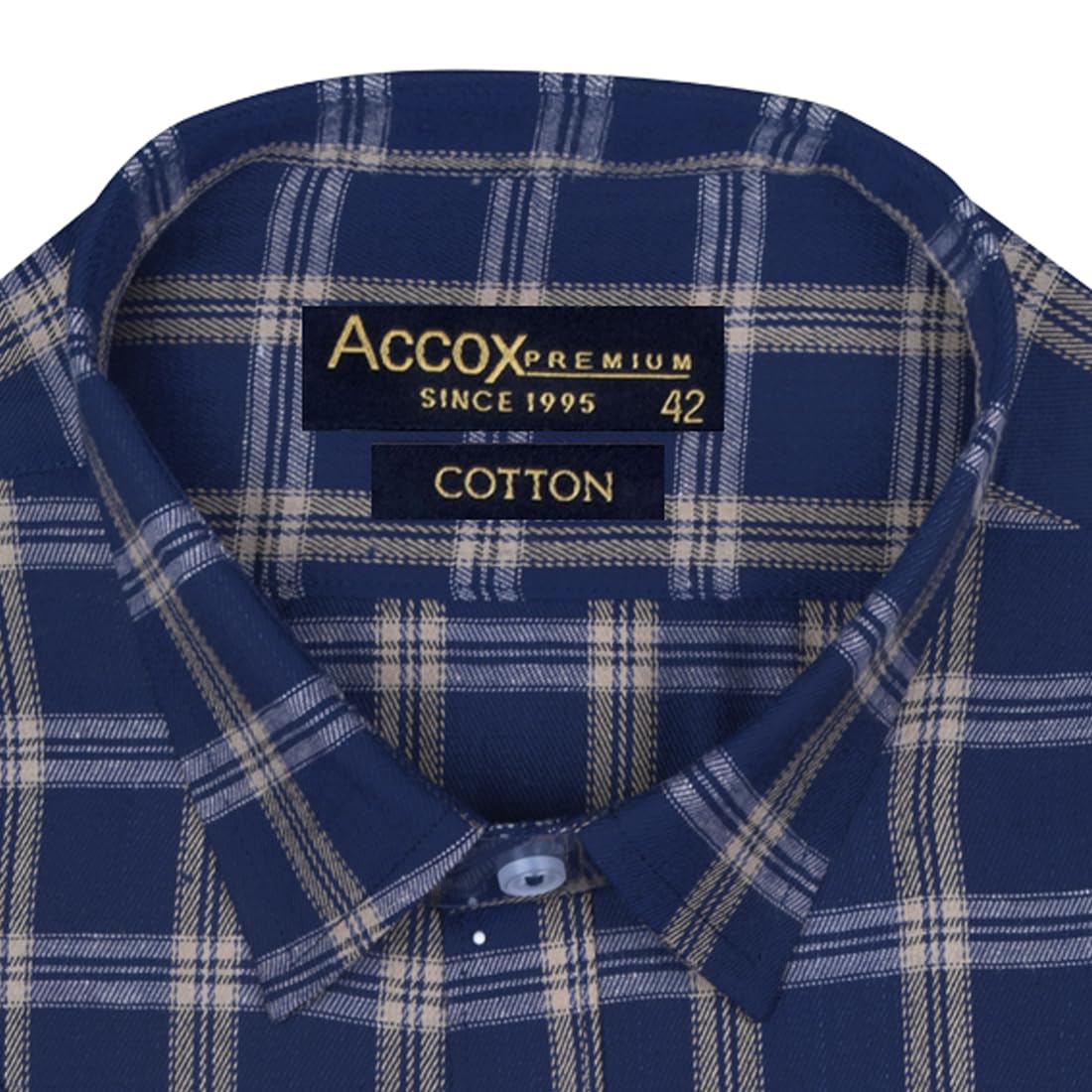Accox Men's Cotton Checkered Formal Shirt (B0D7Z92GKM)