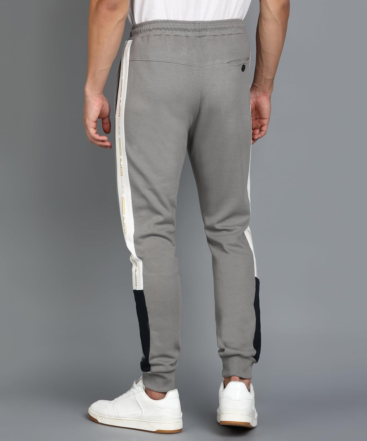 Alan Jones Clothing Men's Solid Joggers with Contrast Panel Joggers Track Pant-3