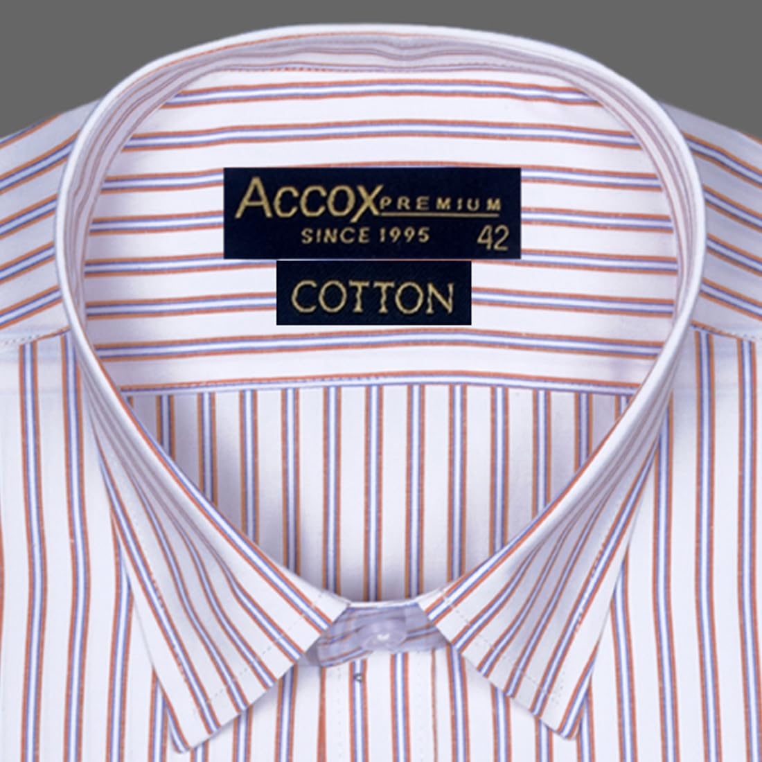Accox Men's Cotton Striped Formal Shirt (B0CQTKMKNK)