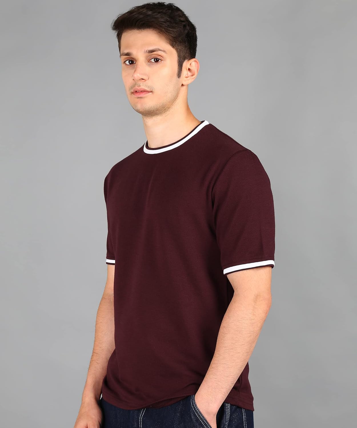 Alan Jones Clothing Men's Self Design Cotton Regular Fit T-Shirt-2