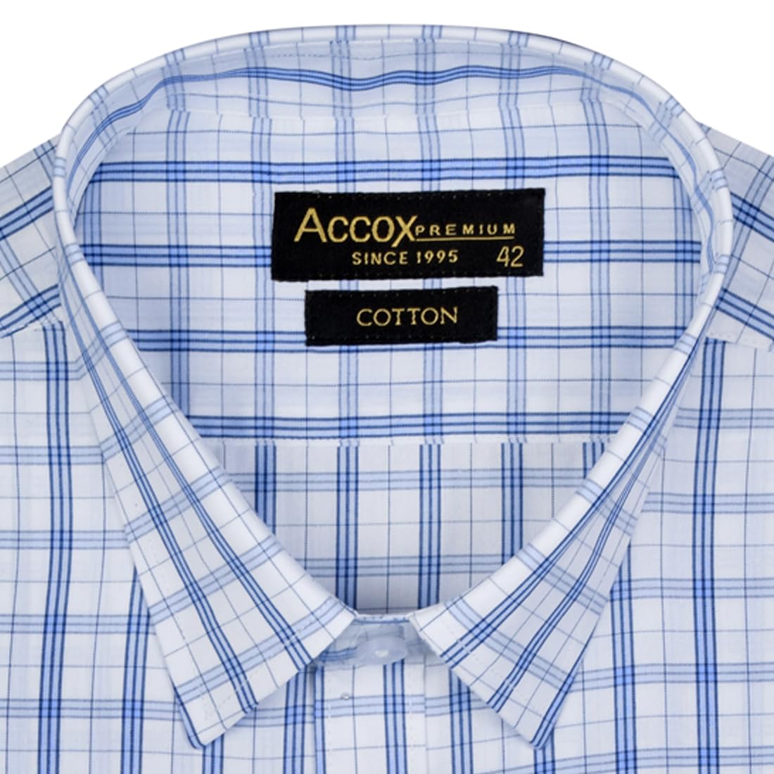Accox Men's Cotton Checkered Formal Shirt (B0D5VKX8XW)