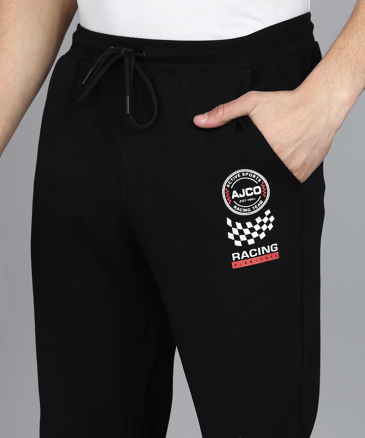 Alan Jones Clothing Men's Solid Regular Fit Cotton Joggers Track Pant-5