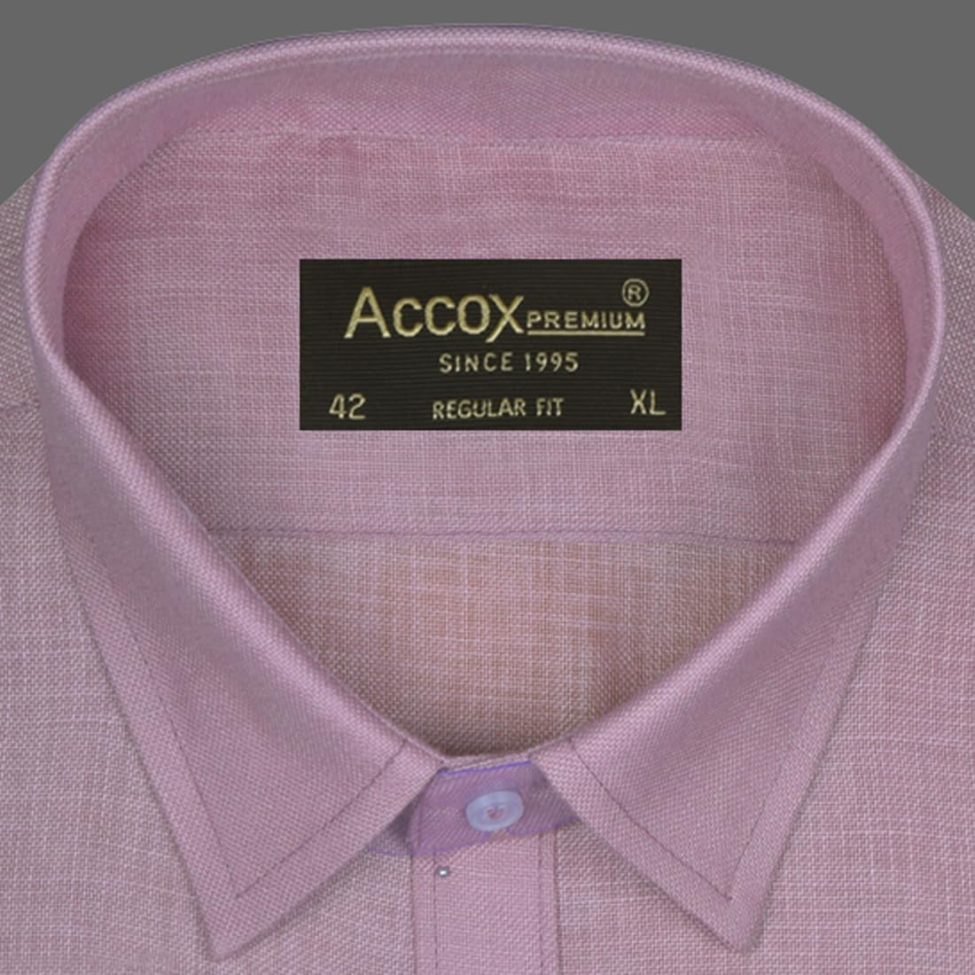 ACCOX Men's Breathable Cotton Linen Full Sleeves Regular Fit Plain Formal Shirt for Men (S_GCR373)