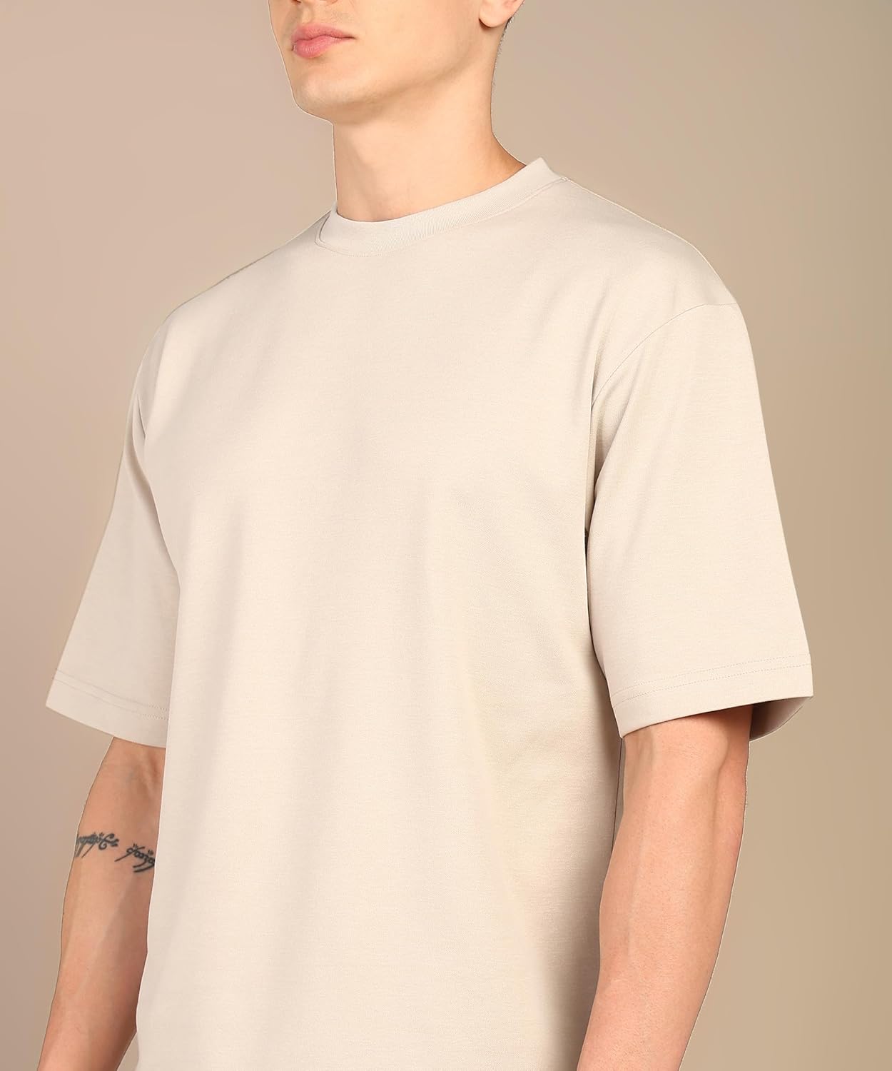 Alan Jones Clothing Men Cotton Crew Neck Half Sleeve Oversized Regular Fit T-Shirt-5