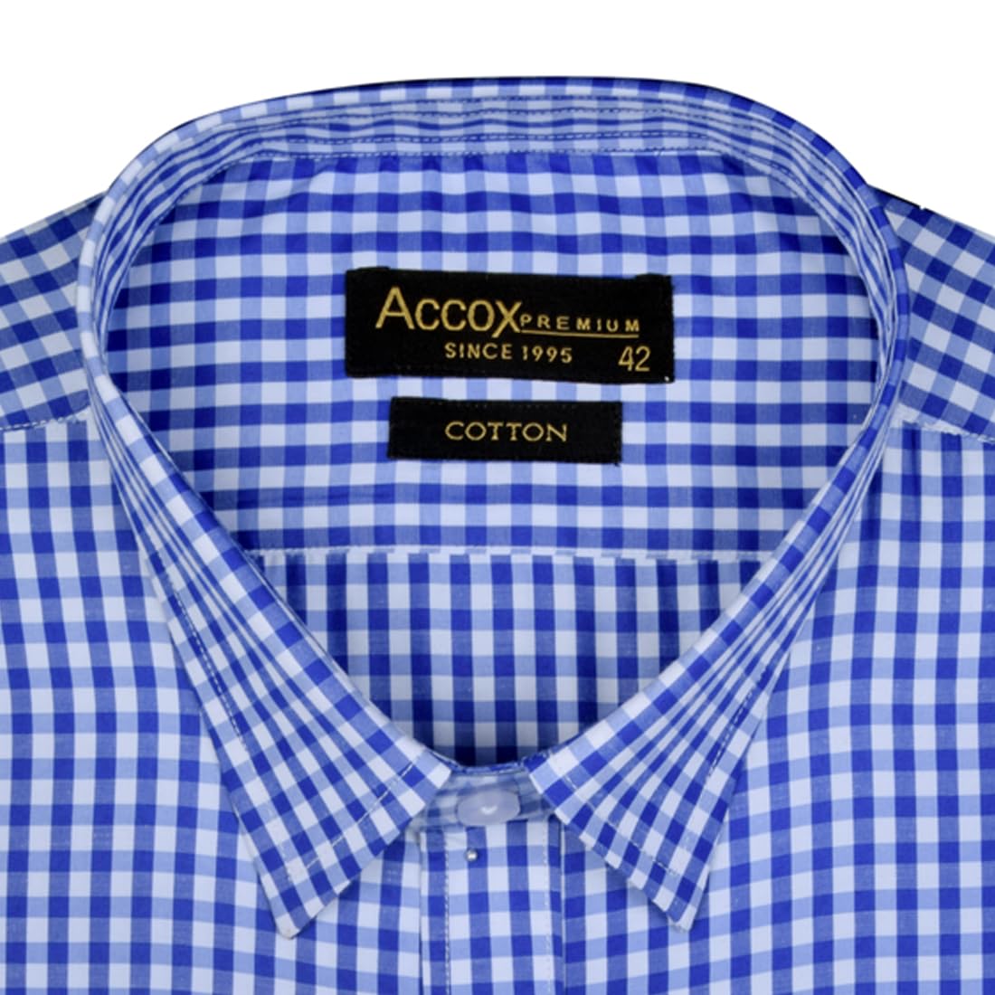 Accox Men's Cotton Checkered Formal Shirt (B0D1GHZJF3)