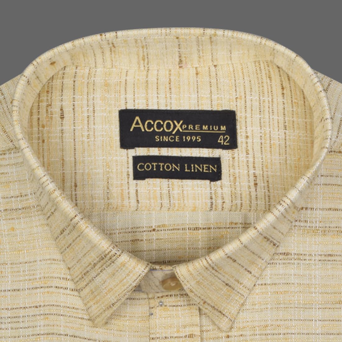 Accox Men's Cotton Linen Plain Formal Shirt (B0CVQN7BR7)