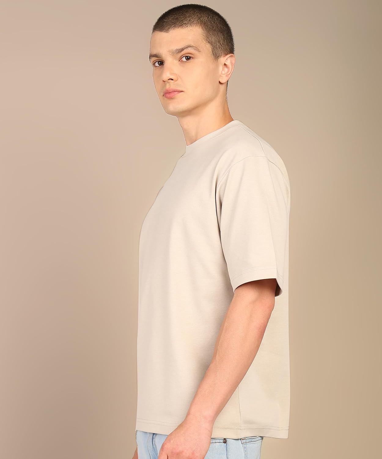 Alan Jones Clothing Men Cotton Crew Neck Half Sleeve Oversized Regular Fit T-Shirt-2