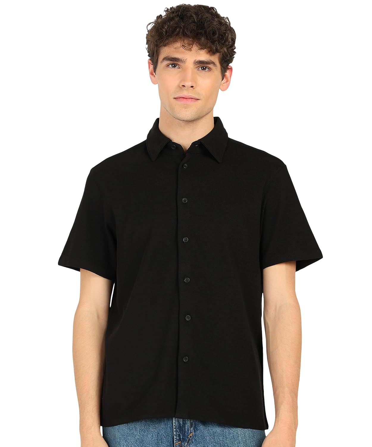 Alan Jones Clothing Men's Casual Relaxed Fitl Waffle Open Shirt-1