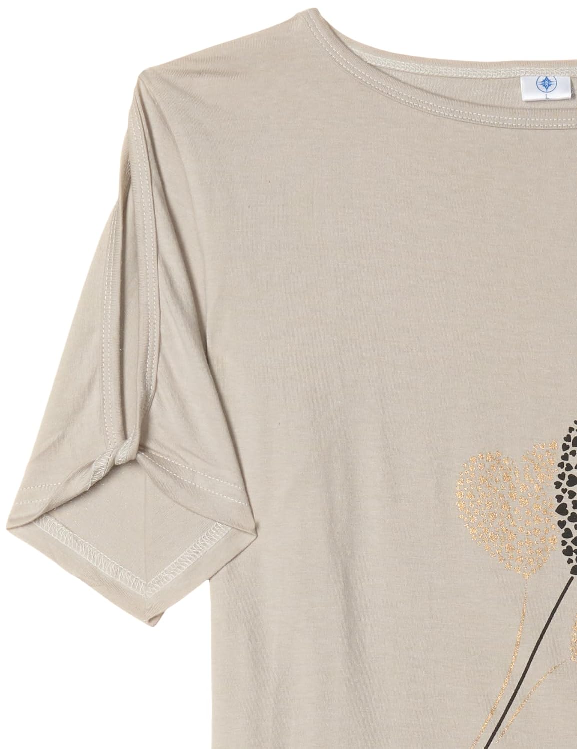 GRECIILOOKS Women's Printed Regular Fit T-Shirt (Brown)