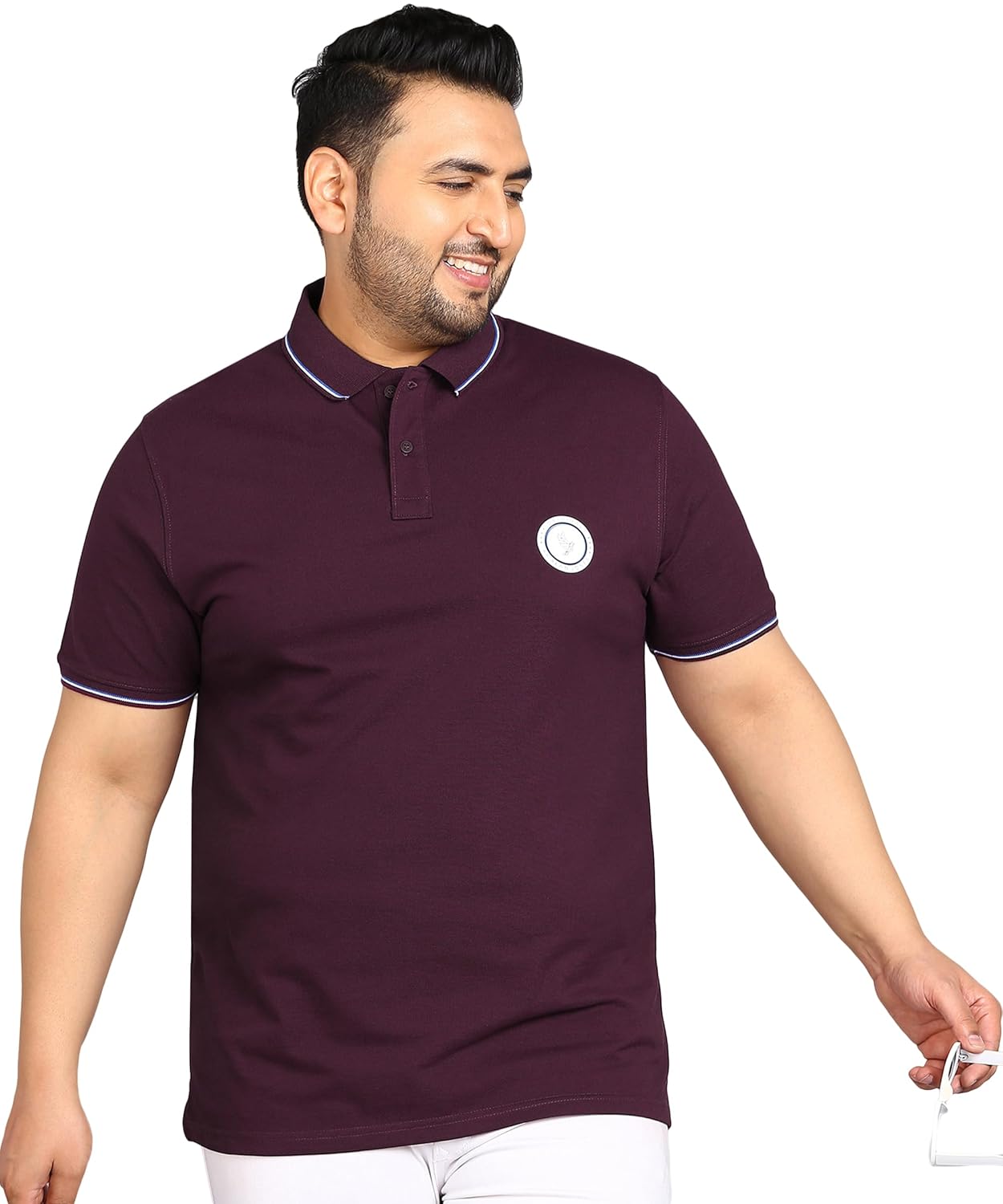 Alan Jones Clothing Colorblock Polo Collar Regular Fit T-Shirt for Plus Size Men-1