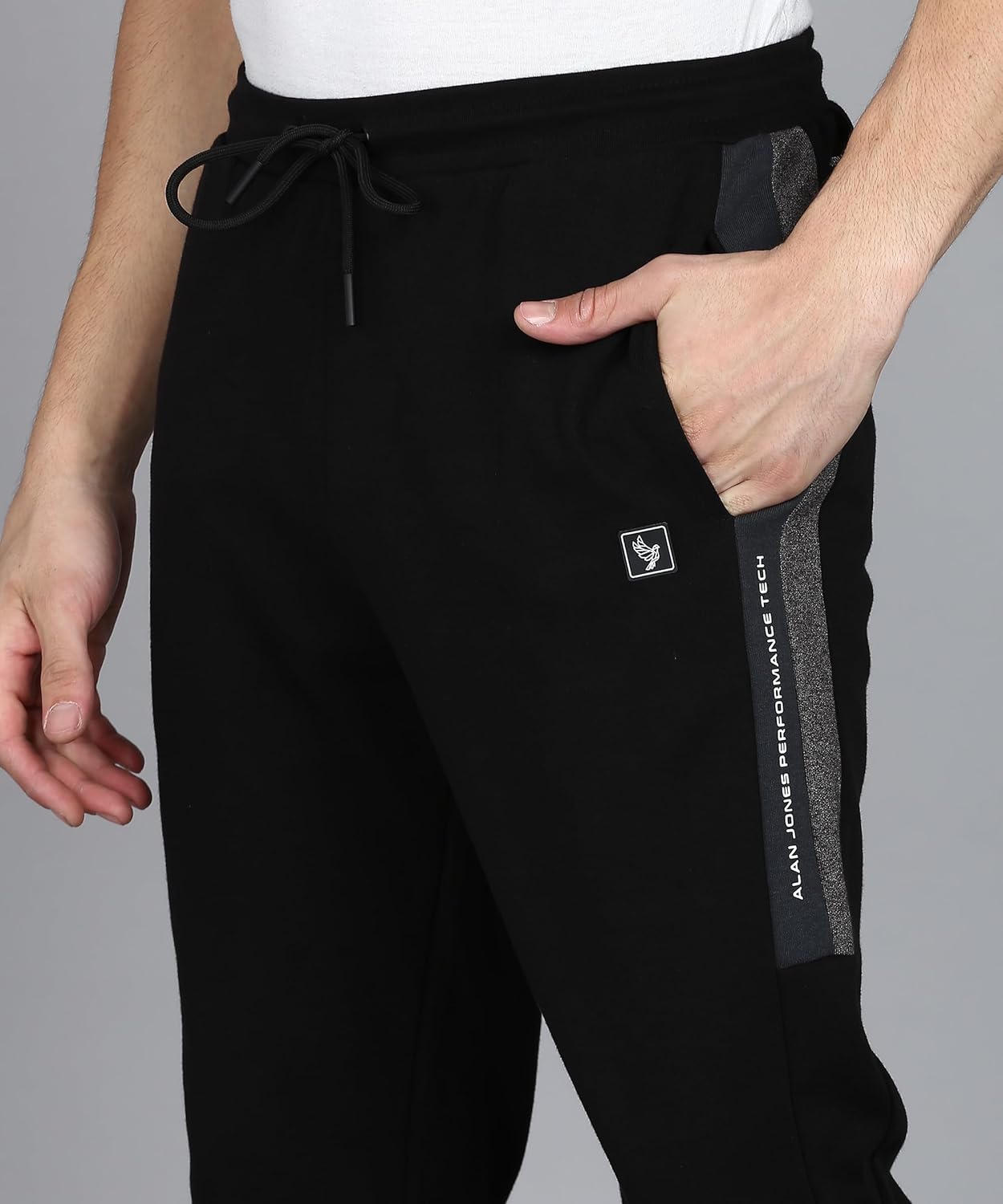 Alan Jones Clothing Men Side Panel Detail Cotton Joggers Regular Fit Track Pants-5