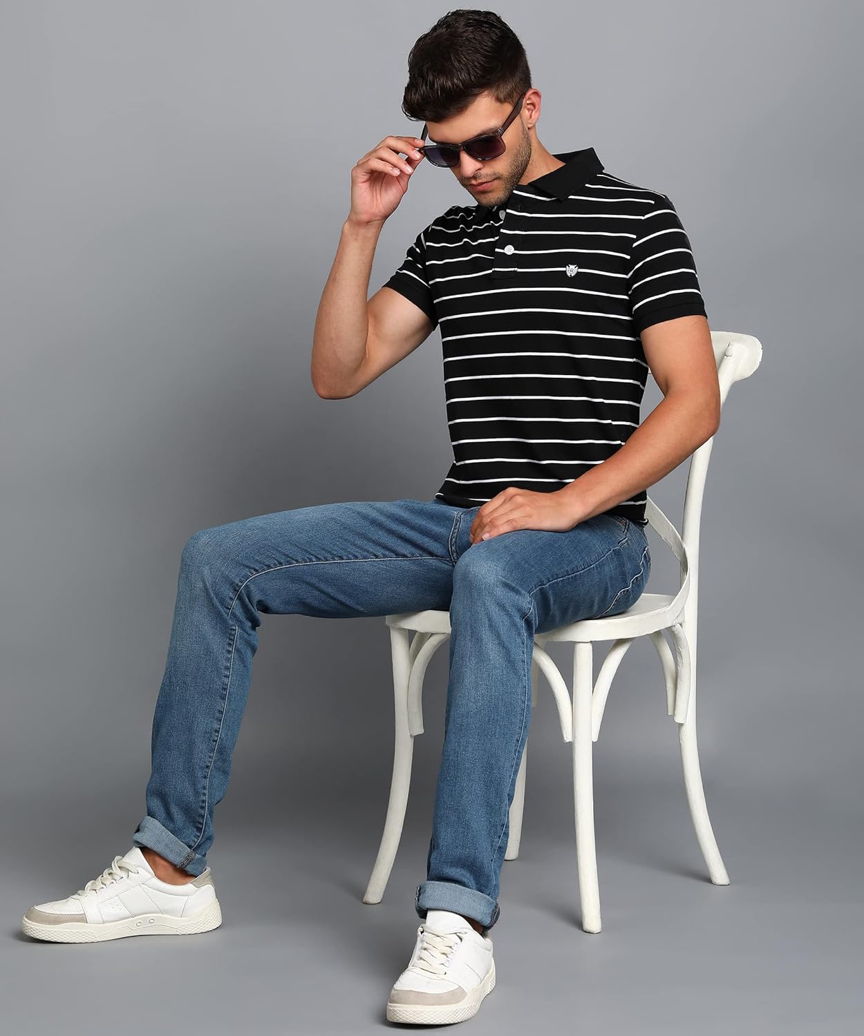 Alan Jones Clothing Men's Striped Cotton Regular Fit Polo T-Shirt-2