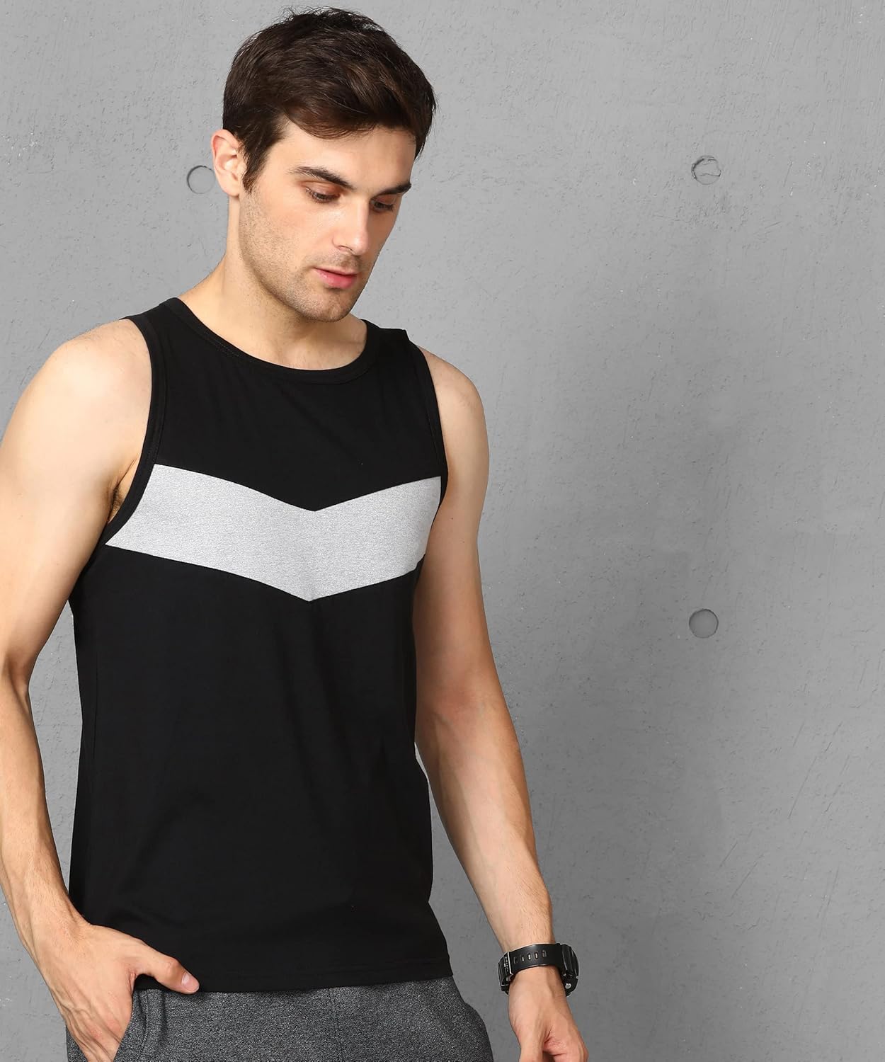 Alan Jones Clothing - Men's Cotton Colorblocked Sleeveless Regular Fit T-shirt-5