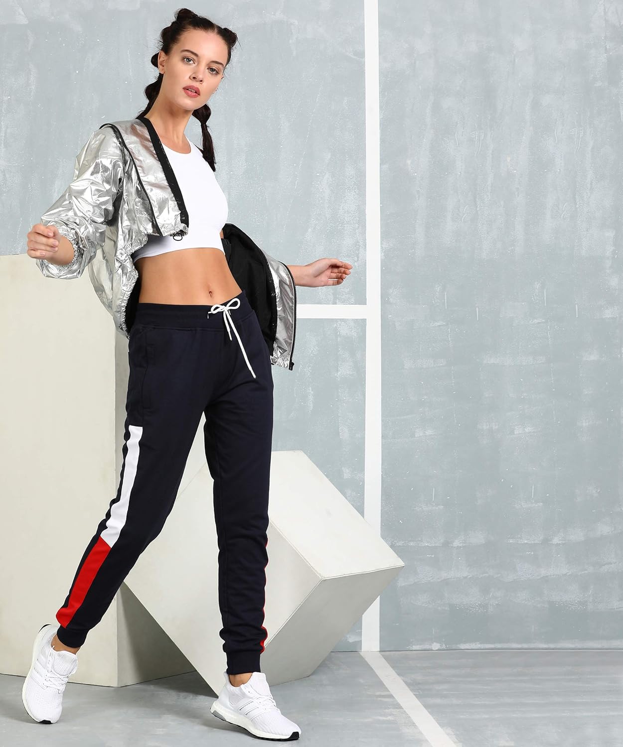 Alan Jones Clothing Women's Coton Solid Track Pants Joggers Pack of 2