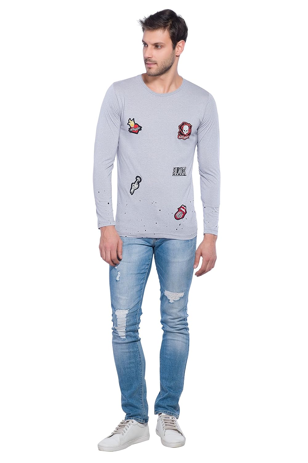 Alan Jones Clothing Men Slim Fit Cotton Badge T-Shirt-4