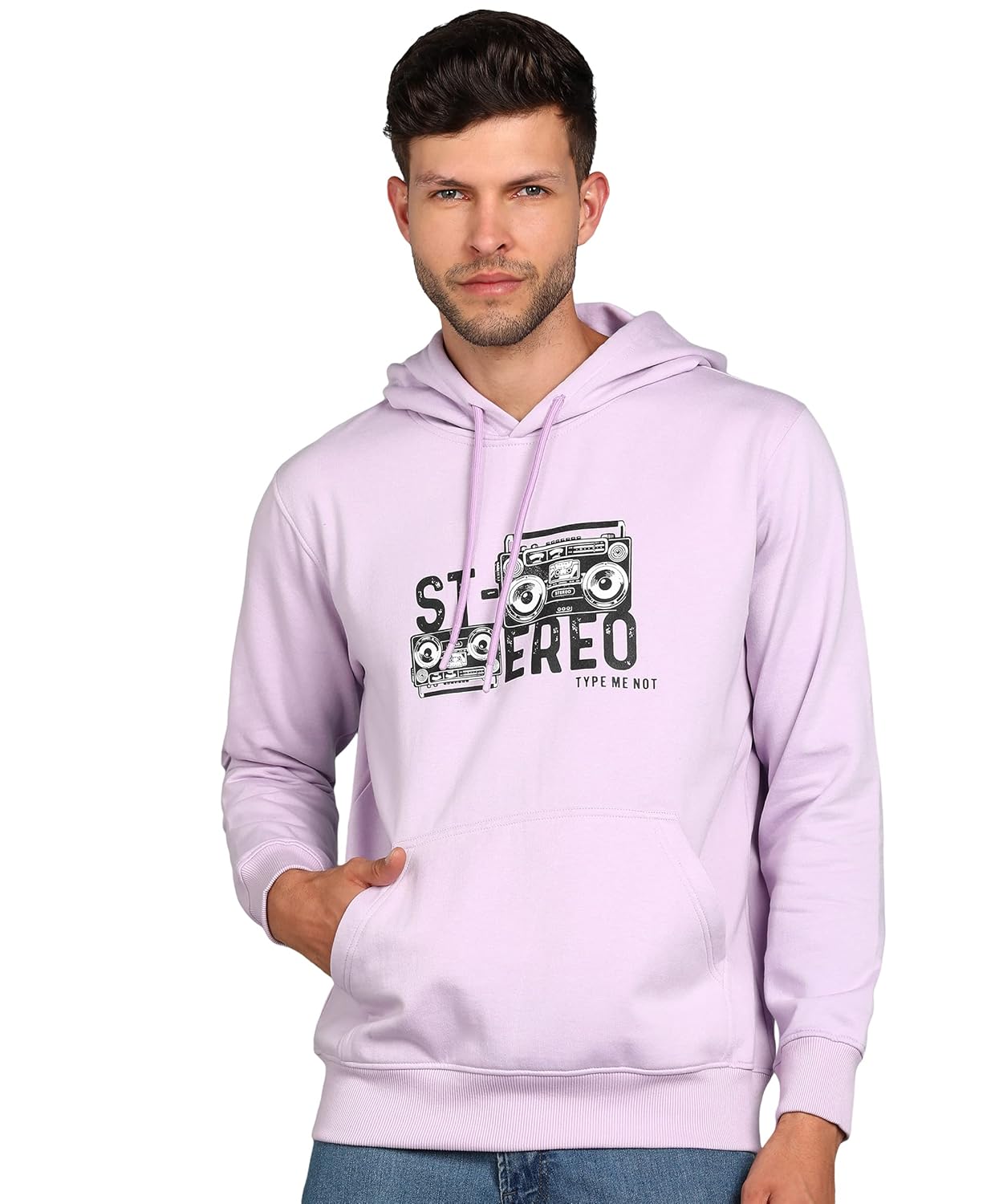 Buy Online Alan Jones Clothing Men's Cotton Blend Graphic Print Hooded Sweatshirt