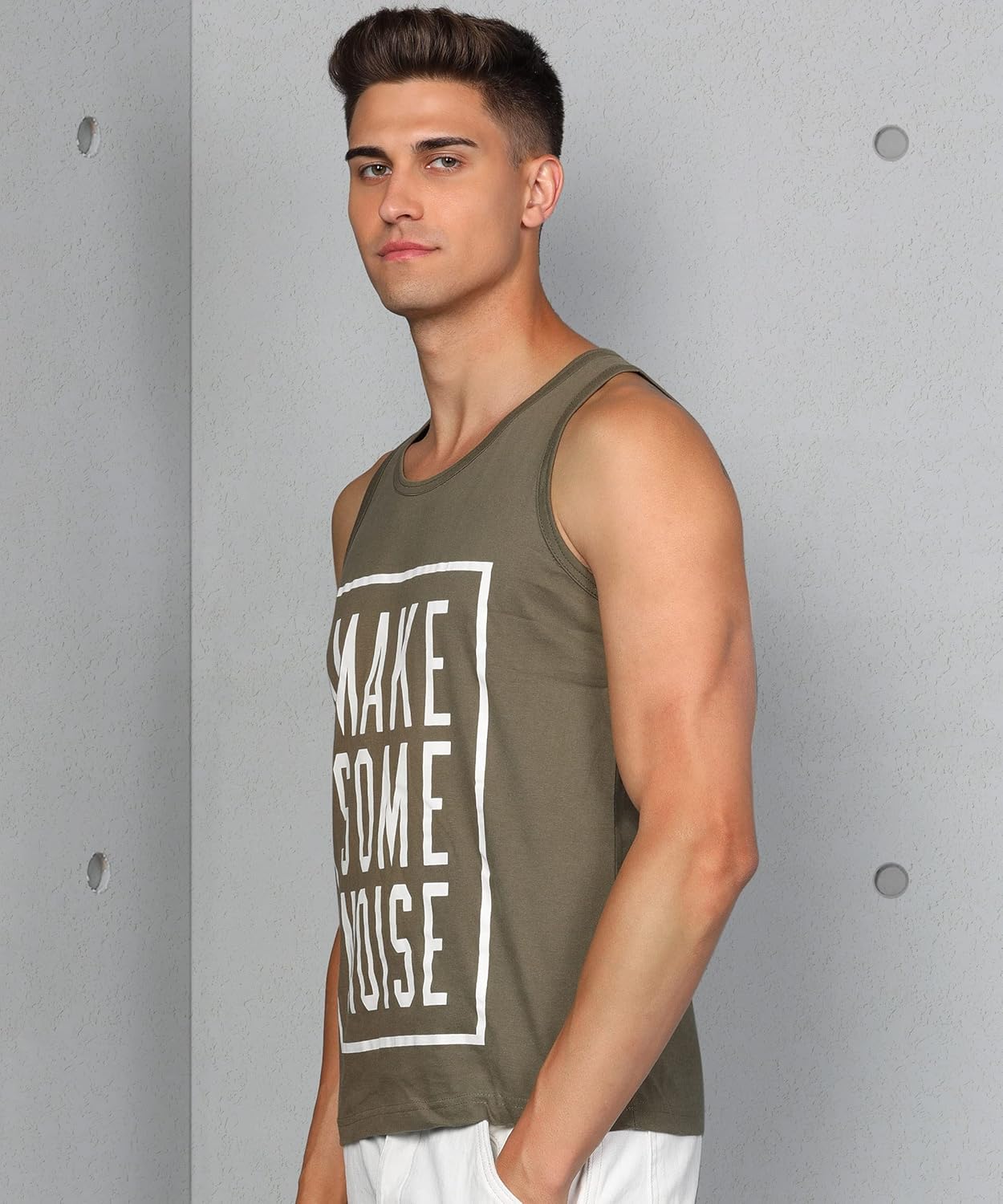 Alan Jones Clothing Men's Printed Sleeveless Tshirt Regular Fit Vest-4