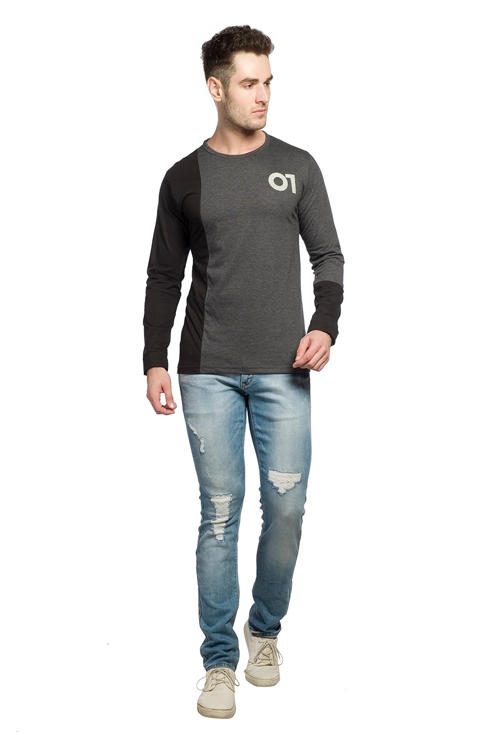 Alan Jones Clothing Solid Men Slim Fit Round Neck Full Sleeve Cotton T-Shirt-4