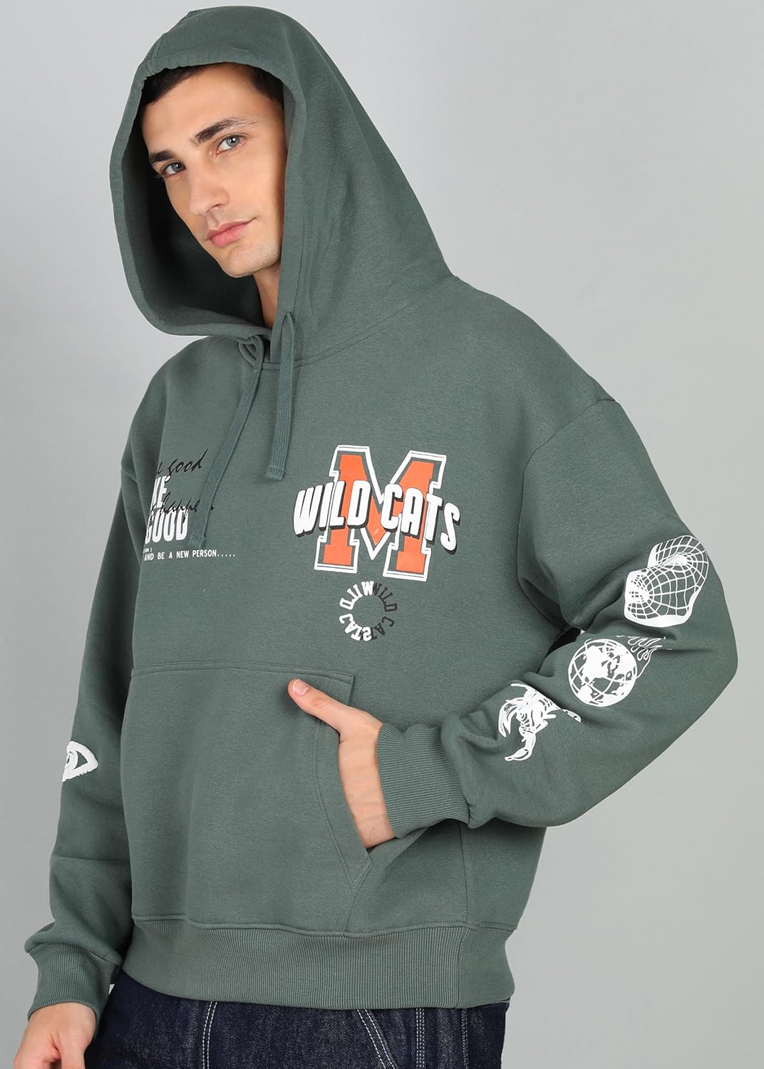 Alan Jones Clothing Men's Cotton Blend Abstract Print Hoodies