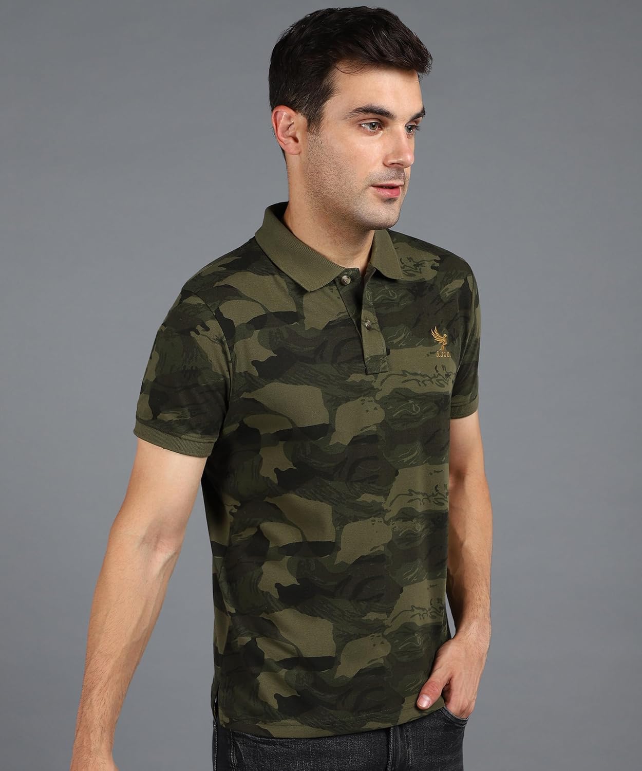 Alan Jones Clothing Men's Slim Fit Printed Collar Neck Polo T-Shirt-2