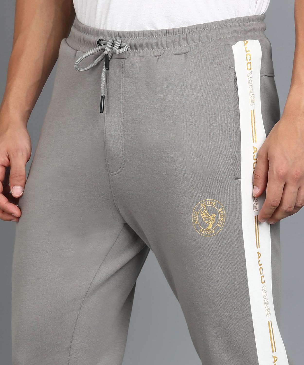 Alan Jones Clothing Men's Solid Joggers with Contrast Panel Joggers Track Pant-5