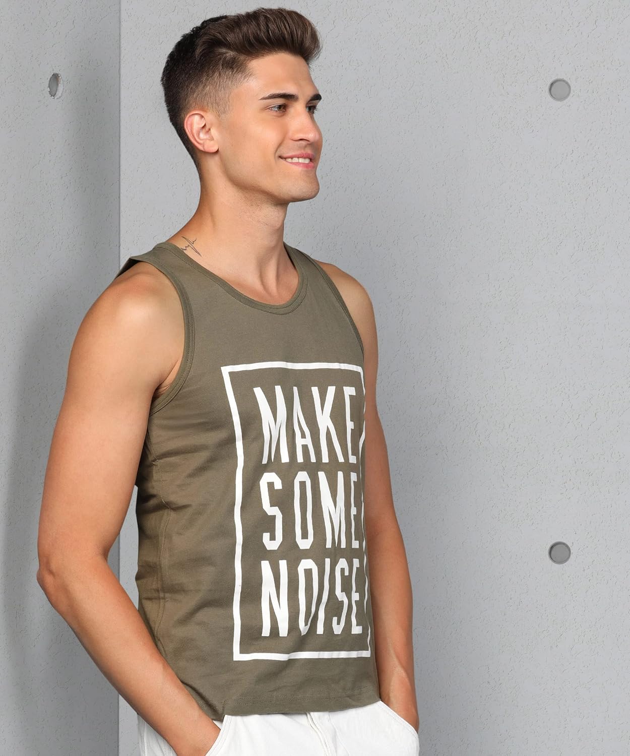 Alan Jones Clothing Men's Printed Sleeveless Tshirt Regular Fit Vest-3