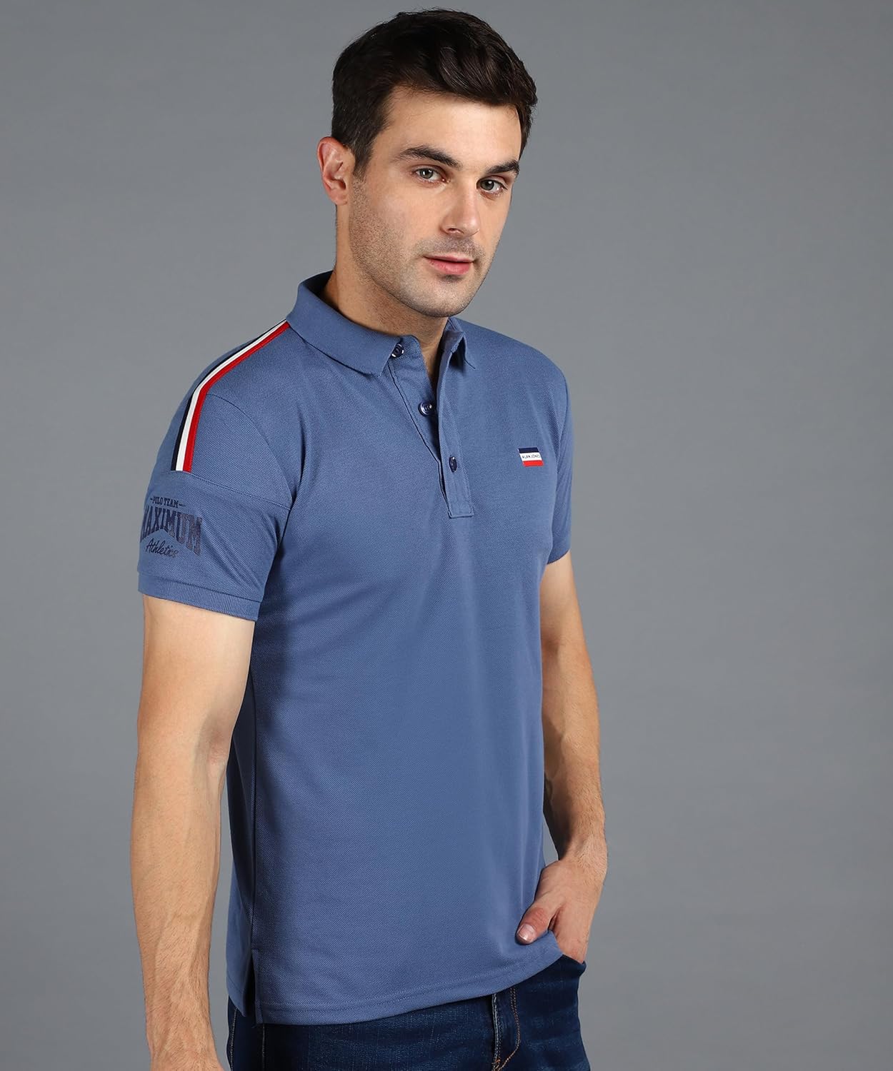 Alan Jones Clothing Men's Solid Slim Fit Polo T-Shirt-2