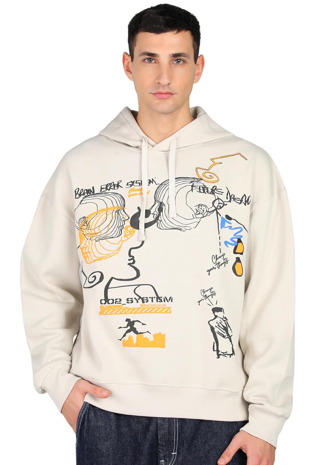Buy Online Alan Jones Clothing Cotton Blend Abstract Print Men's Oversize Hoodie