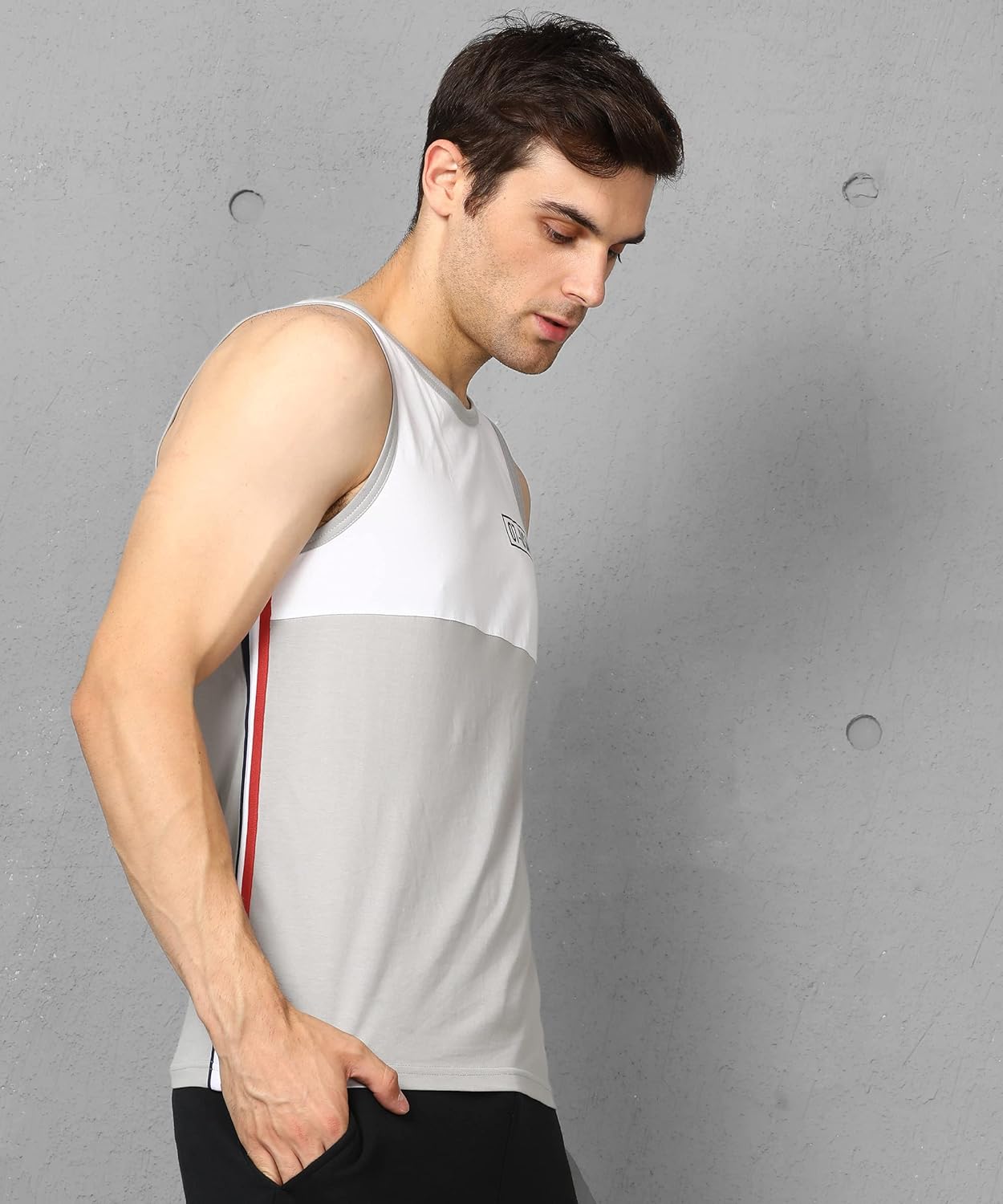 Alan Jones Clothing Men's Cotton Colorblocked Sleeveless Regular Fit T-Shirt-2
