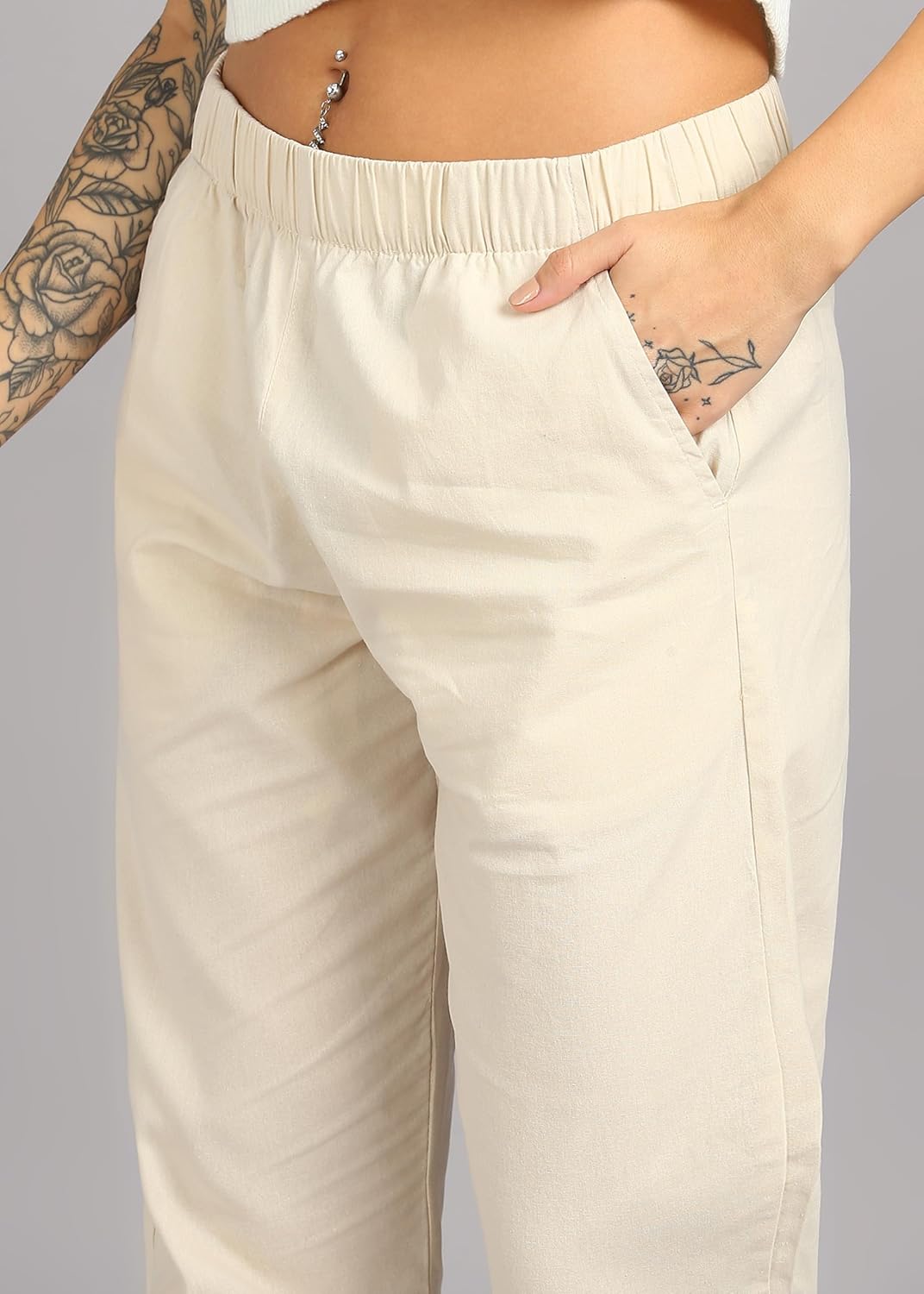 Alan Jones Clothing Women's Cotton Relaxed Ankle Pants