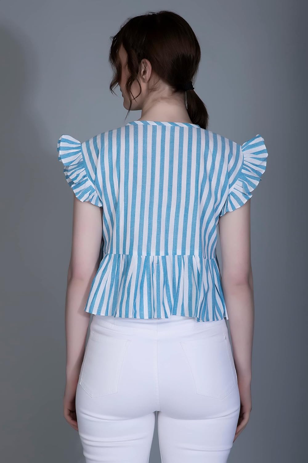 GRECIILOOKS Tops for Women - Cotton Lining Pattern Stitched Regular Fit T-Shirt