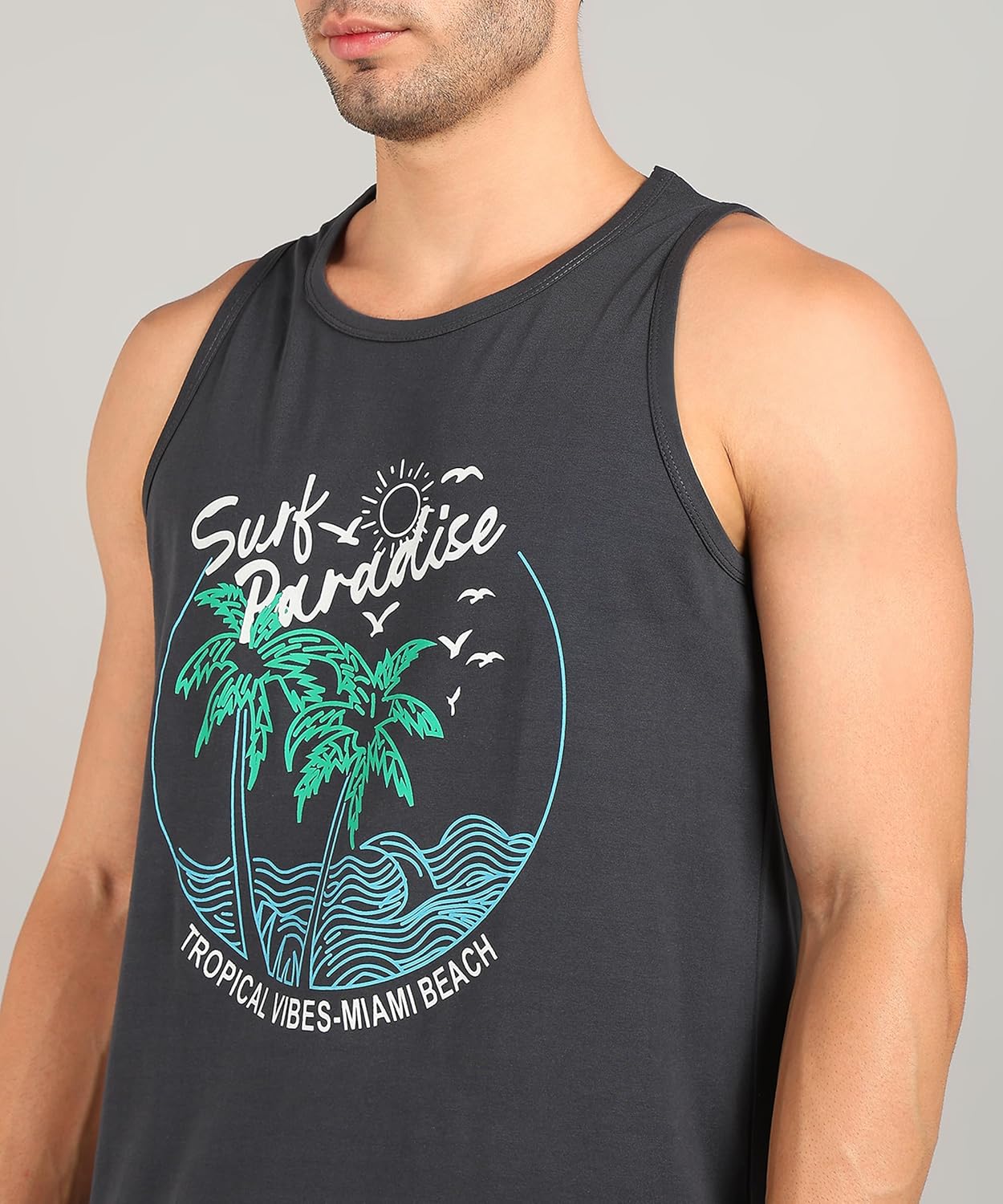 Alan Jones Clothing Men's Cotton Sleeveless Regular Fit T-Shirt-5