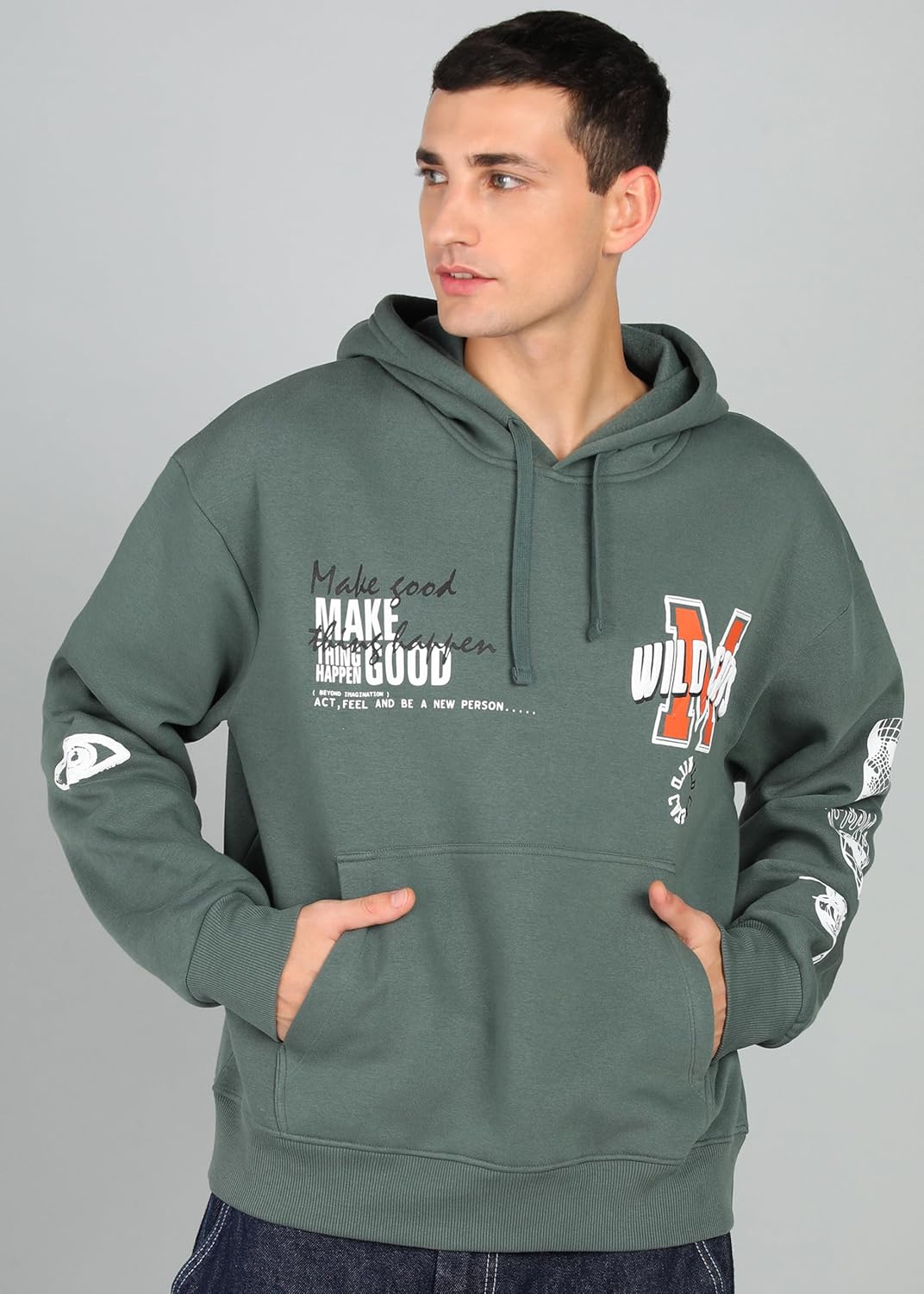 Alan Jones Clothing Men's Cotton Blend Abstract Print Hoodies