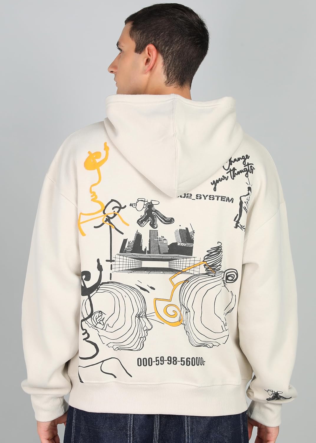 Alan Jones Clothing Cotton Blend Abstract Print Men's Oversize Hoodie