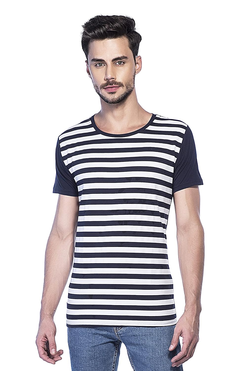 Alan Jones Clothing Men's Slim Fit Striped Cotton T-Shirt-1
