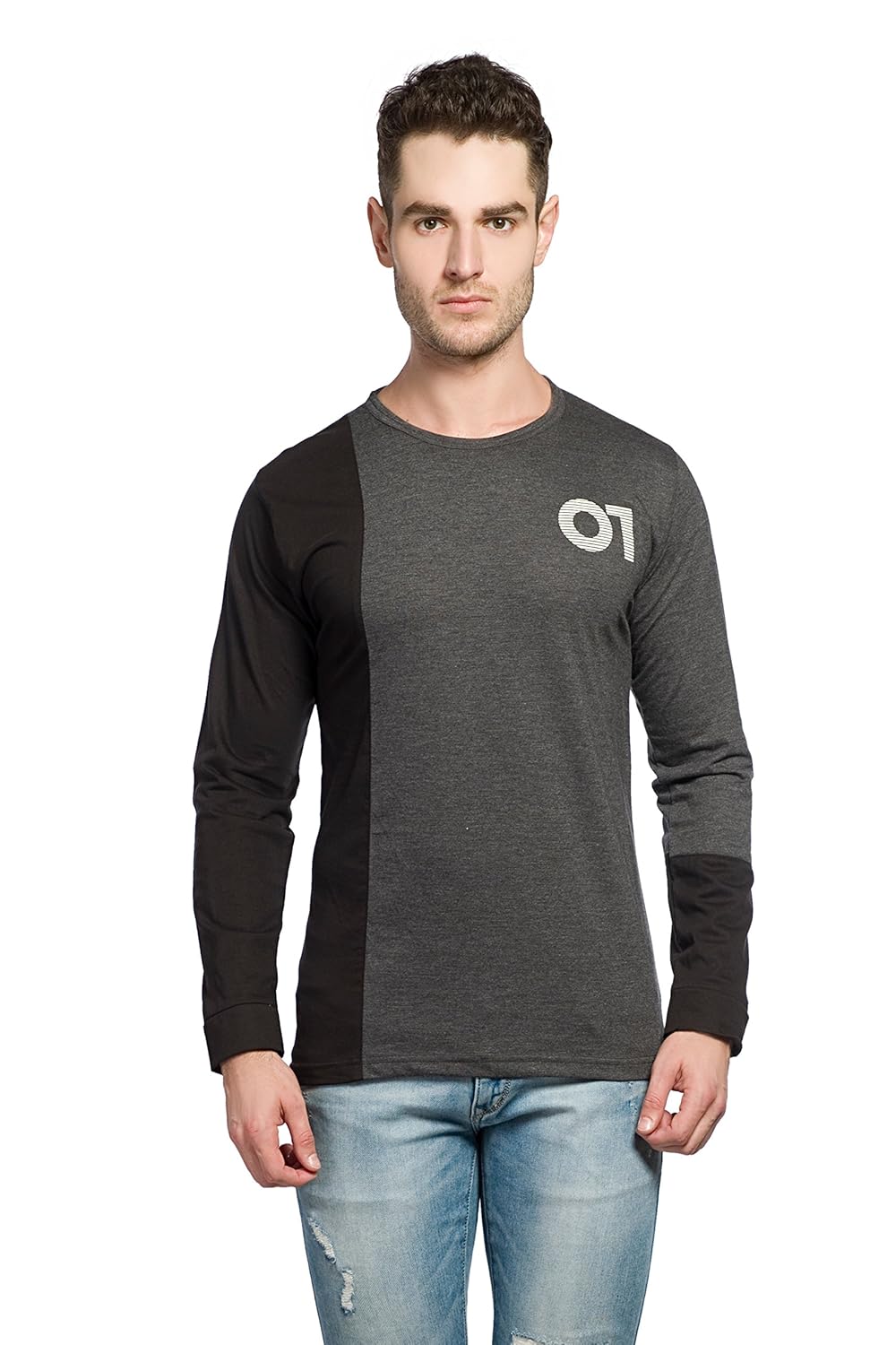 Alan Jones Clothing Solid Men Slim Fit Round Neck Full Sleeve Cotton T-Shirt-1