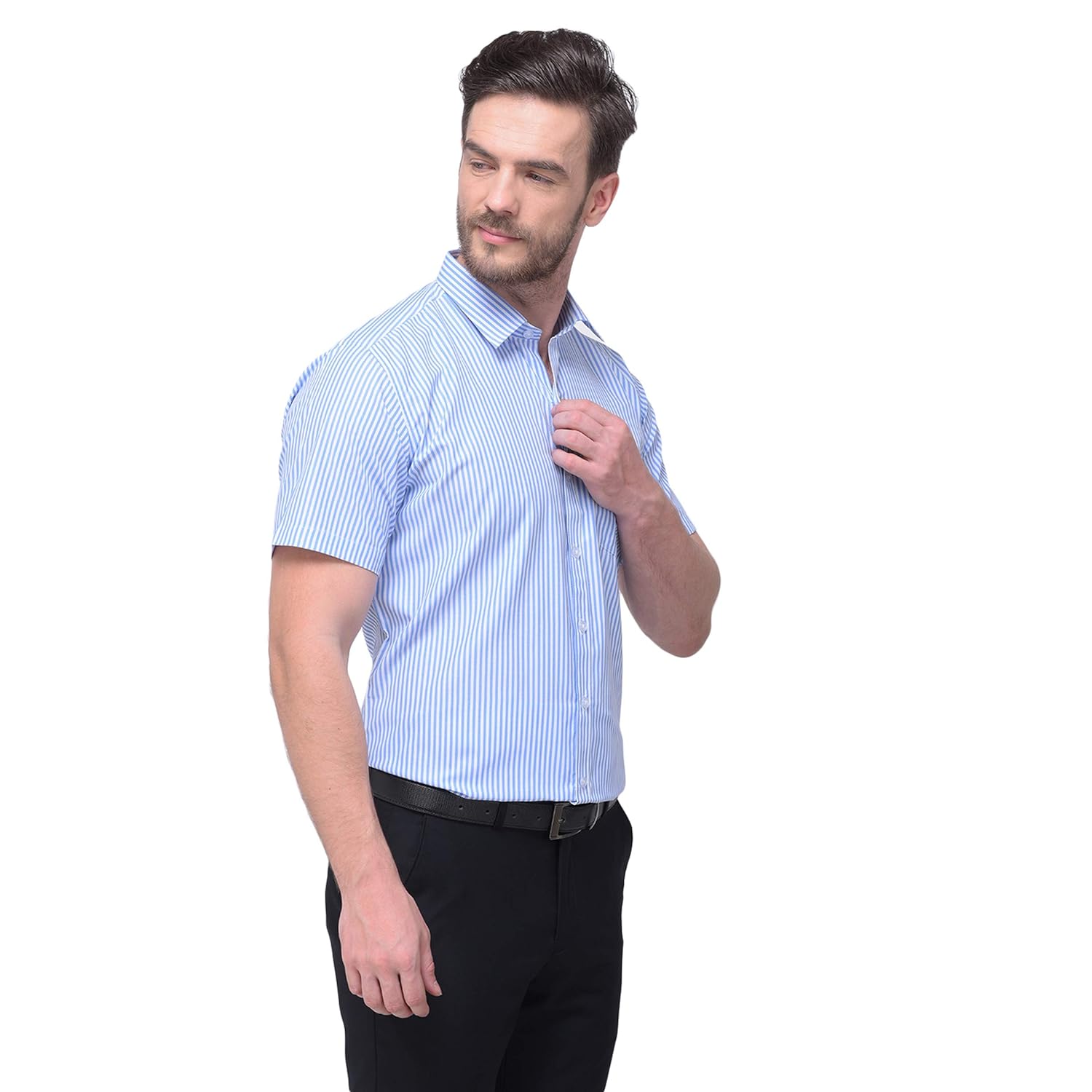 Accox Men's Cotton Striped Formal Shirt (B0855S5W2M)