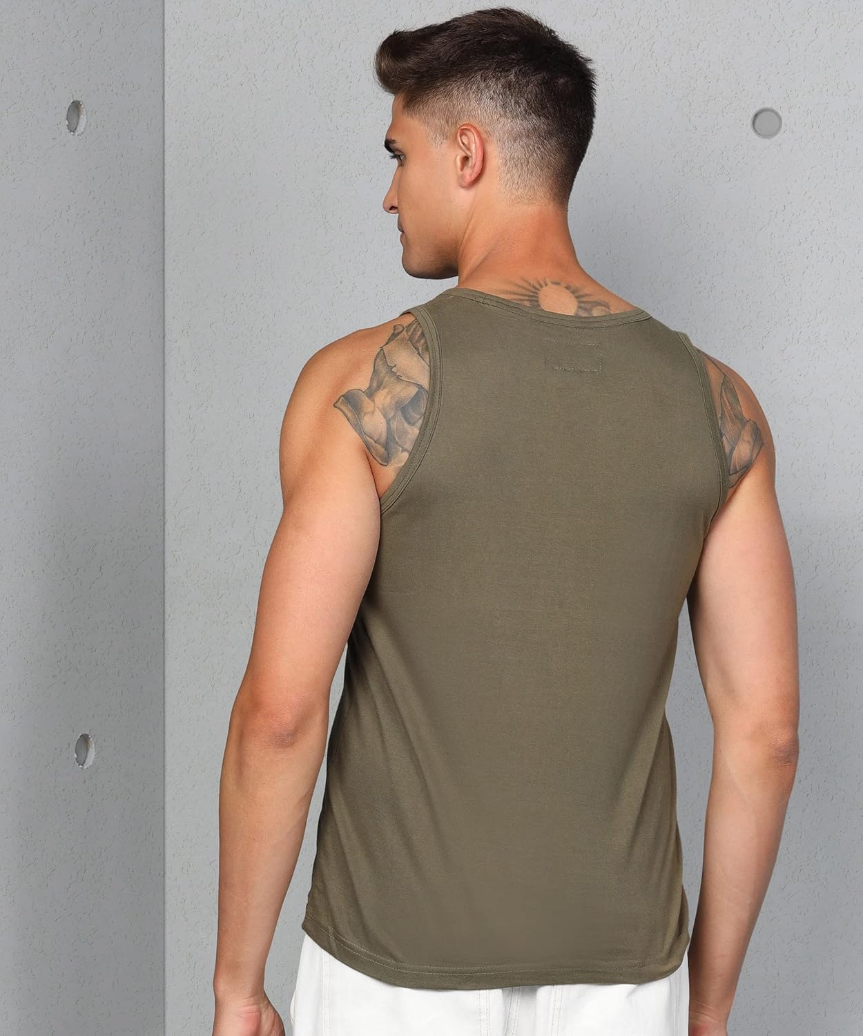 Alan Jones Clothing Men's Printed Sleeveless Tshirt Regular Fit Vest-5