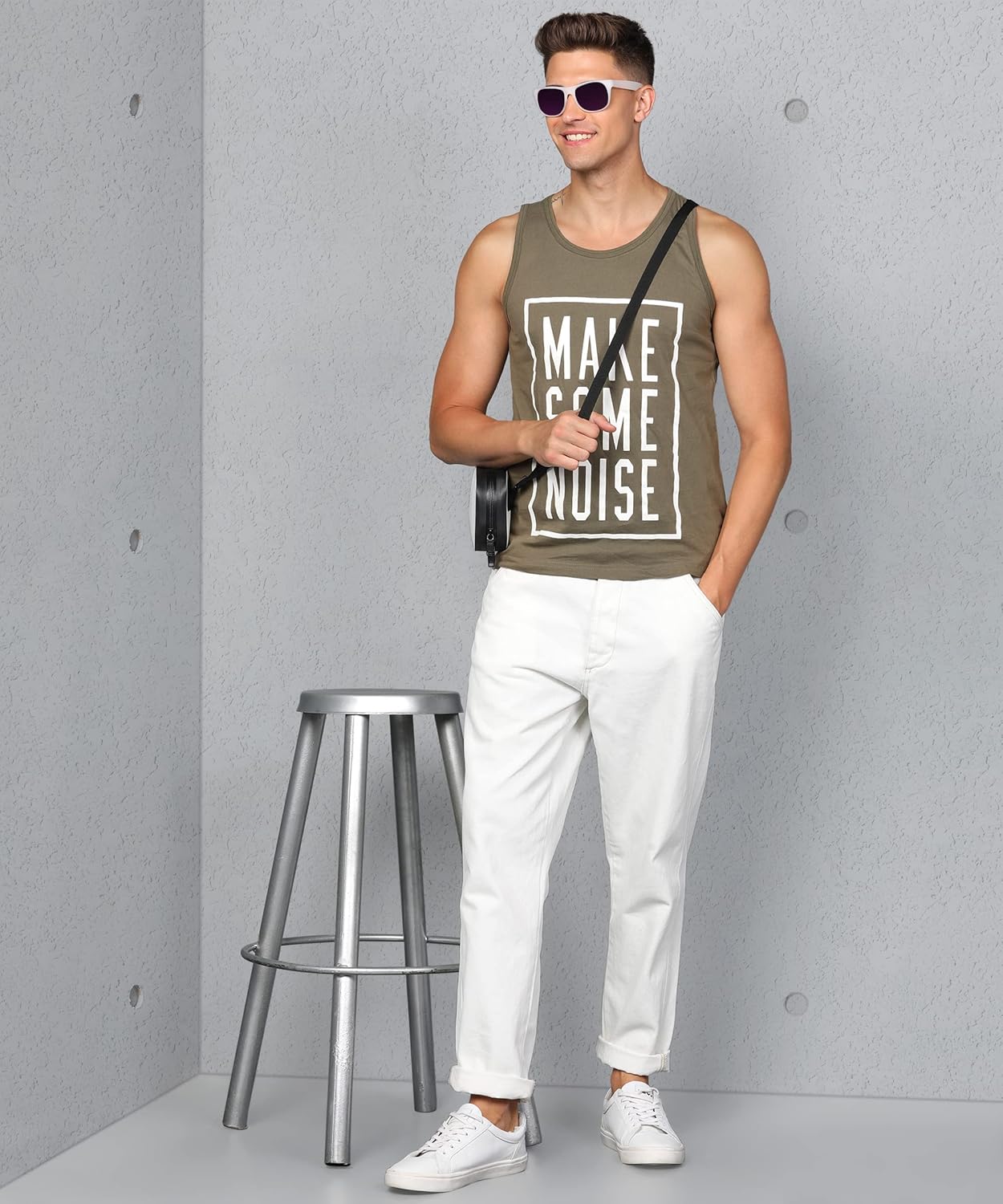 Alan Jones Clothing Men's Printed Sleeveless Tshirt Regular Fit Vest-2